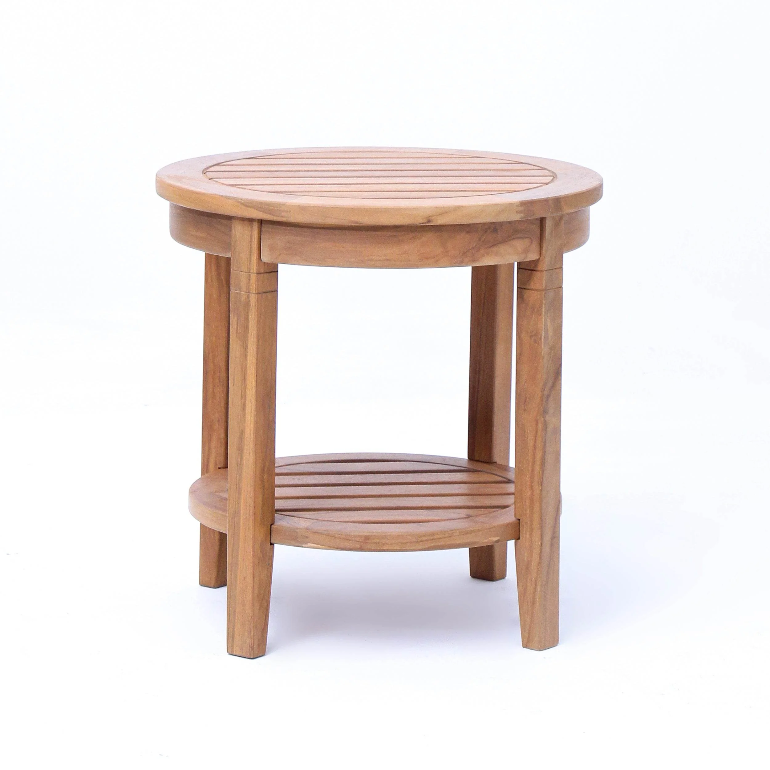 Richmond Teak Wood Outdoor Side Table with Shelf - Image 33