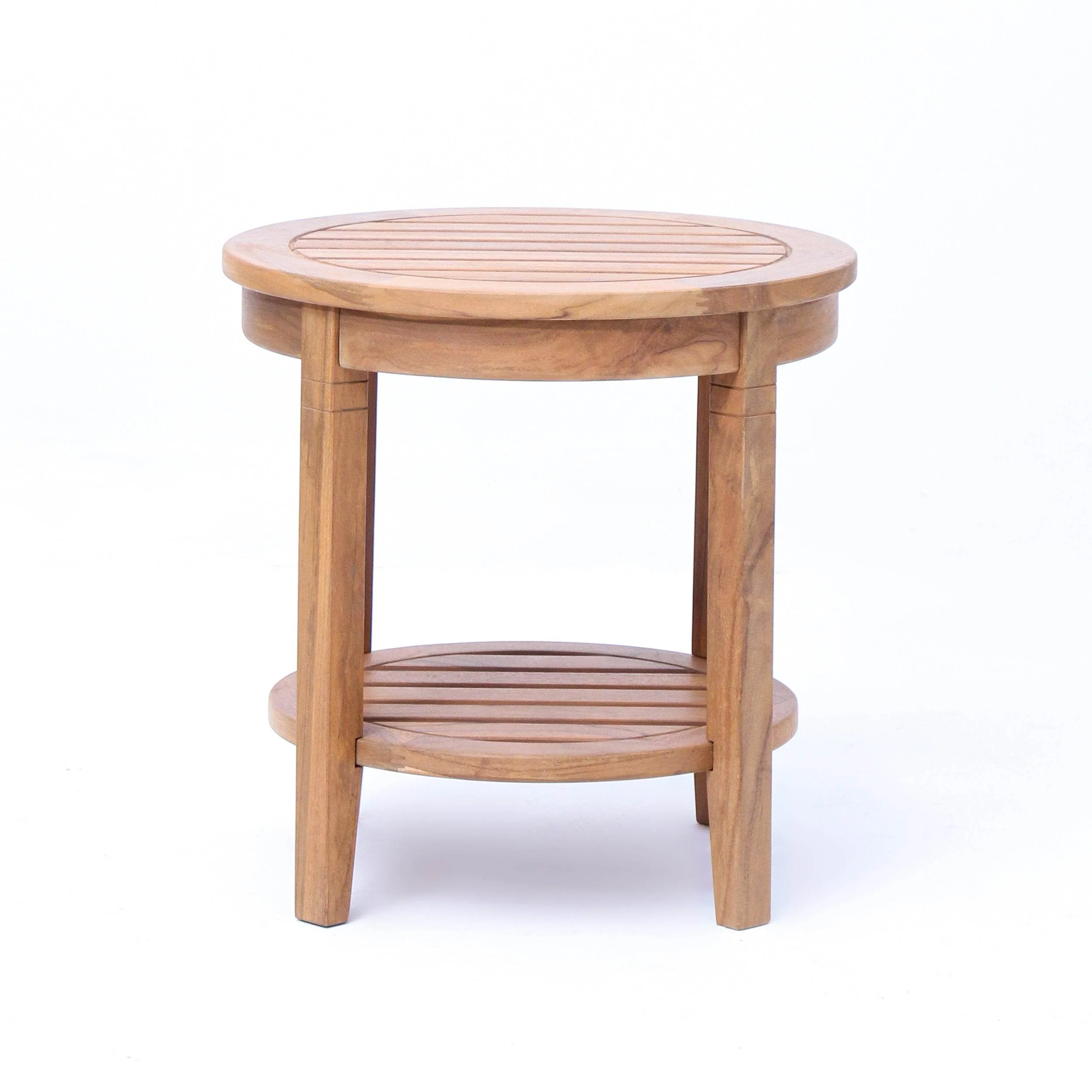 Richmond Teak Wood Outdoor Side Table with Shelf - Image 34