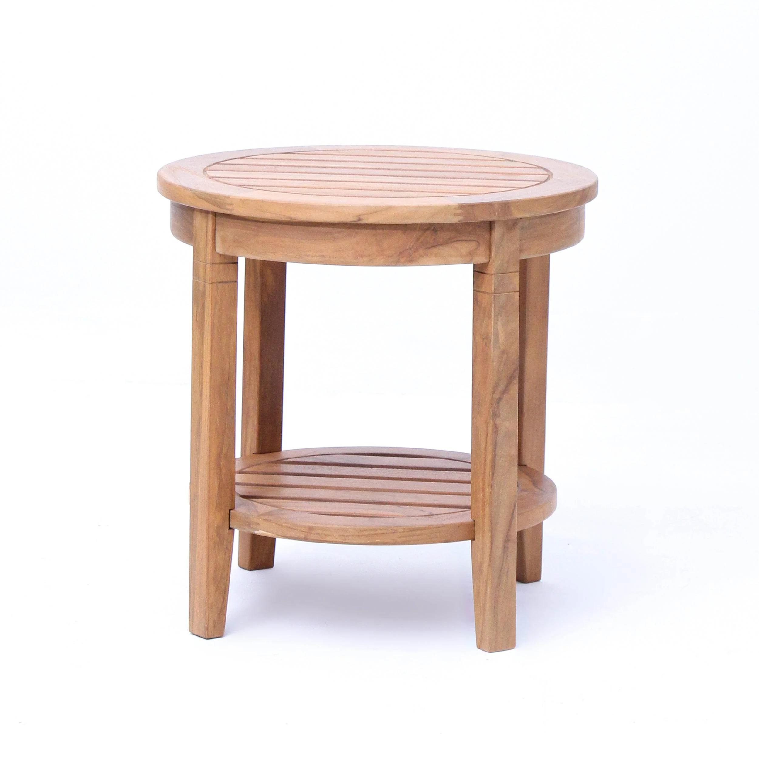 Richmond Teak Wood Outdoor Side Table with Shelf - Image 35