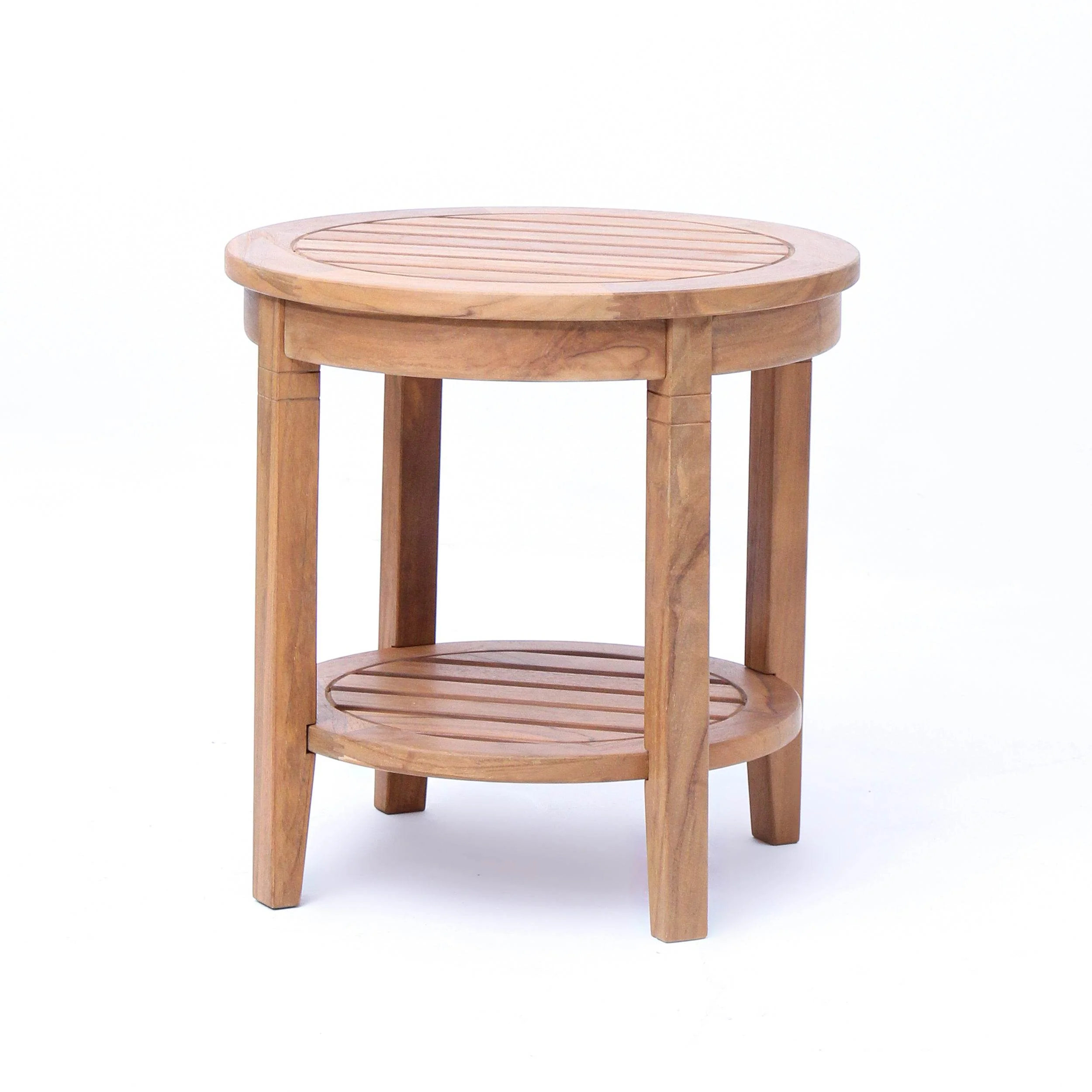 Richmond Teak Wood Outdoor Side Table with Shelf - Image 36