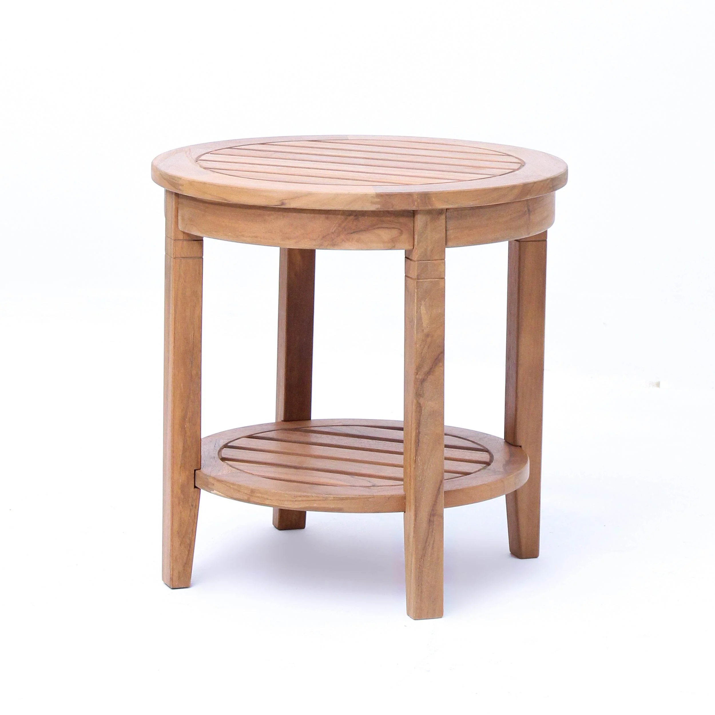 Richmond Teak Wood Outdoor Side Table with Shelf - Image 37