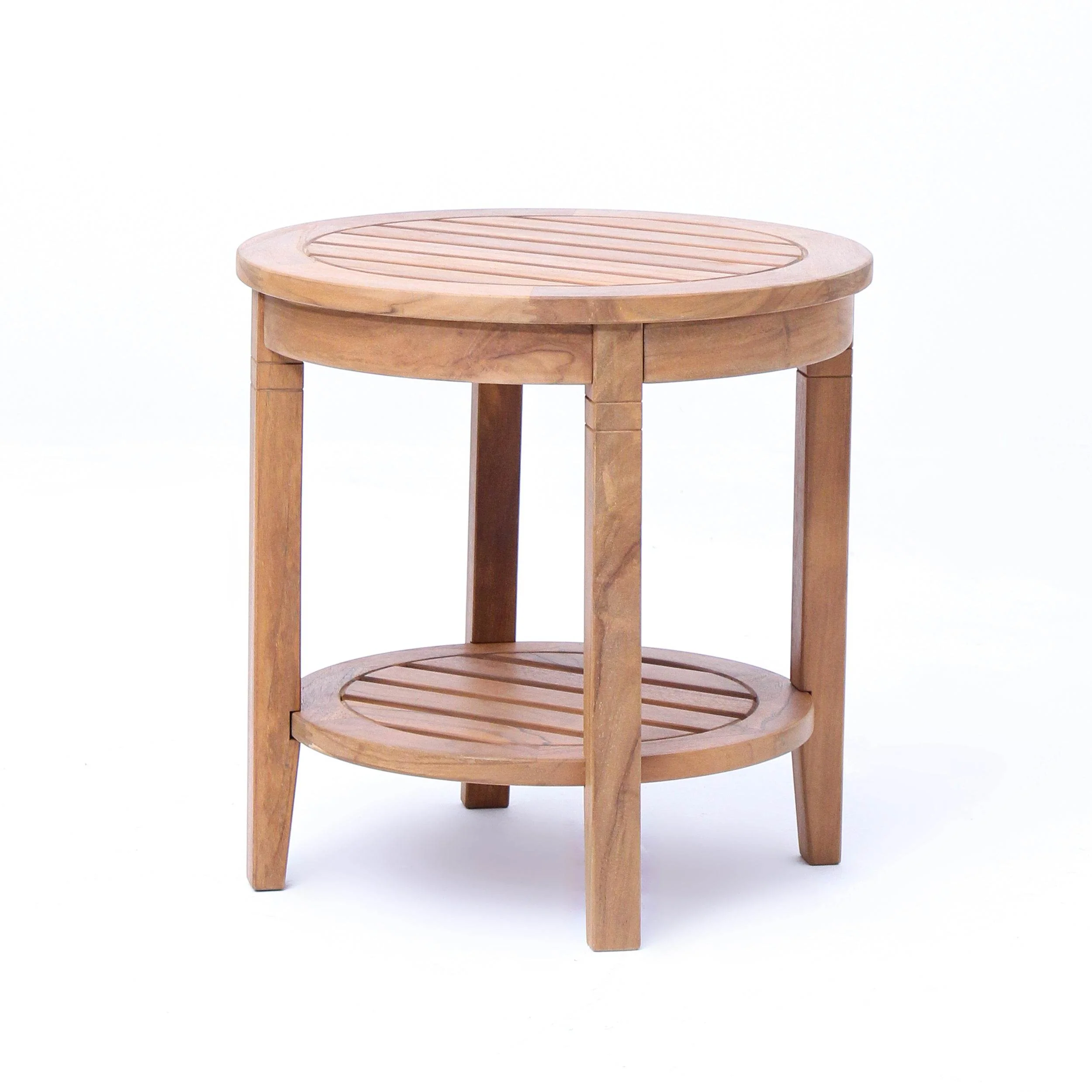 Richmond Teak Wood Outdoor Side Table with Shelf - Image 38