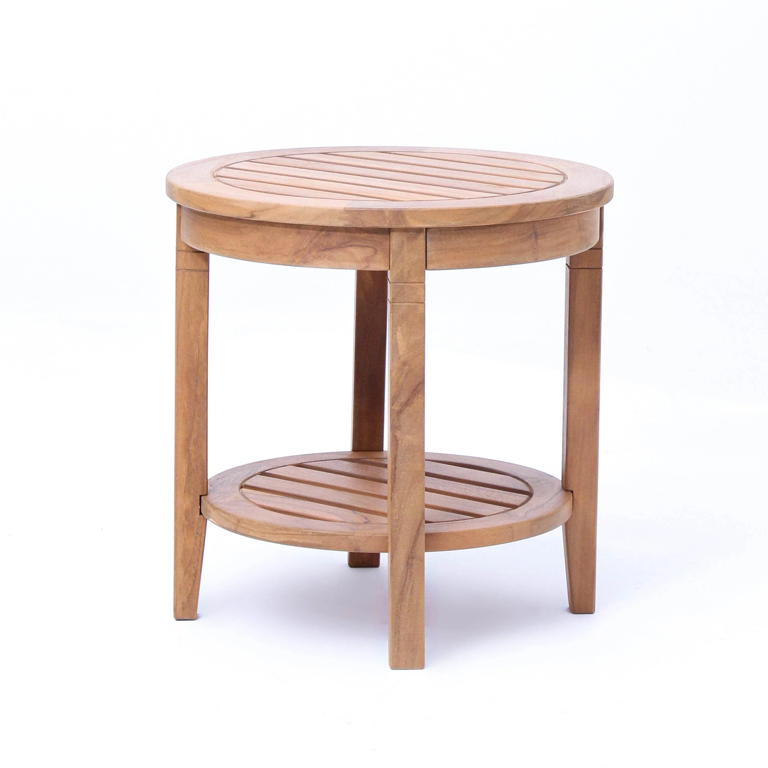 Richmond Teak Wood Outdoor Side Table with Shelf - Image 39