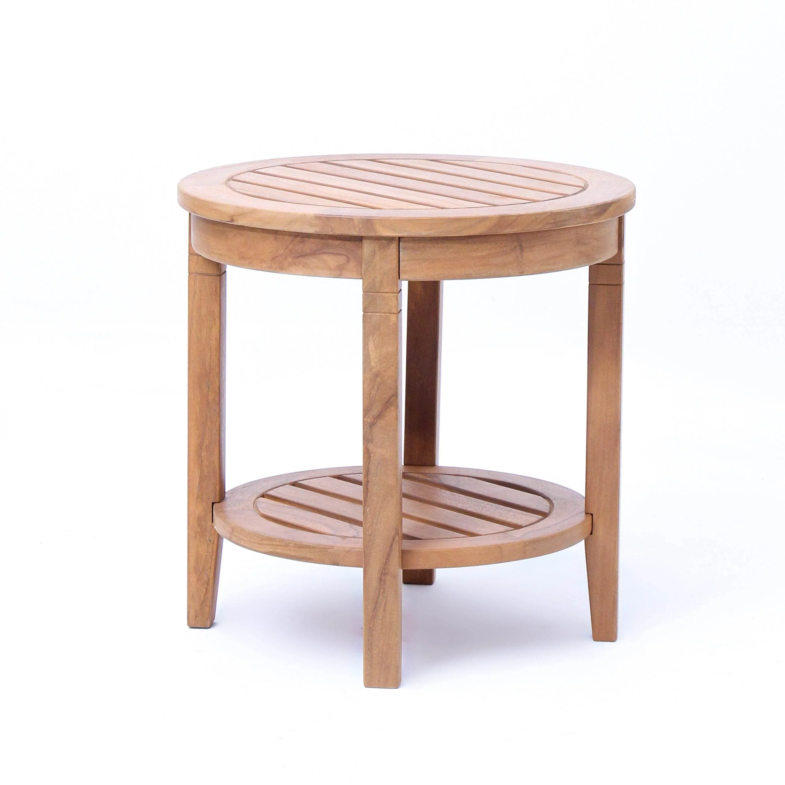 Richmond Teak Wood Outdoor Side Table with Shelf - Image 40
