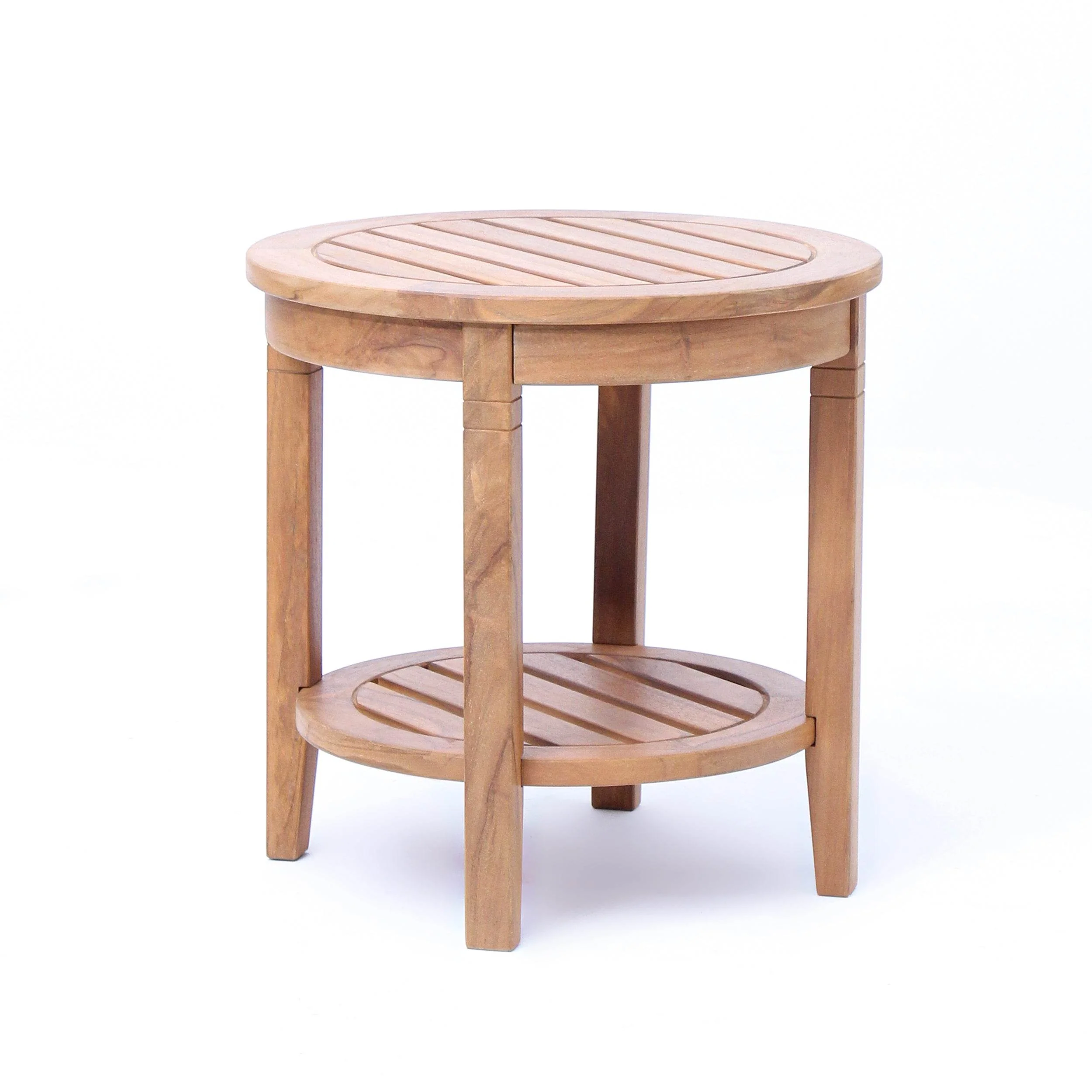 Richmond Teak Wood Outdoor Side Table with Shelf - Image 41