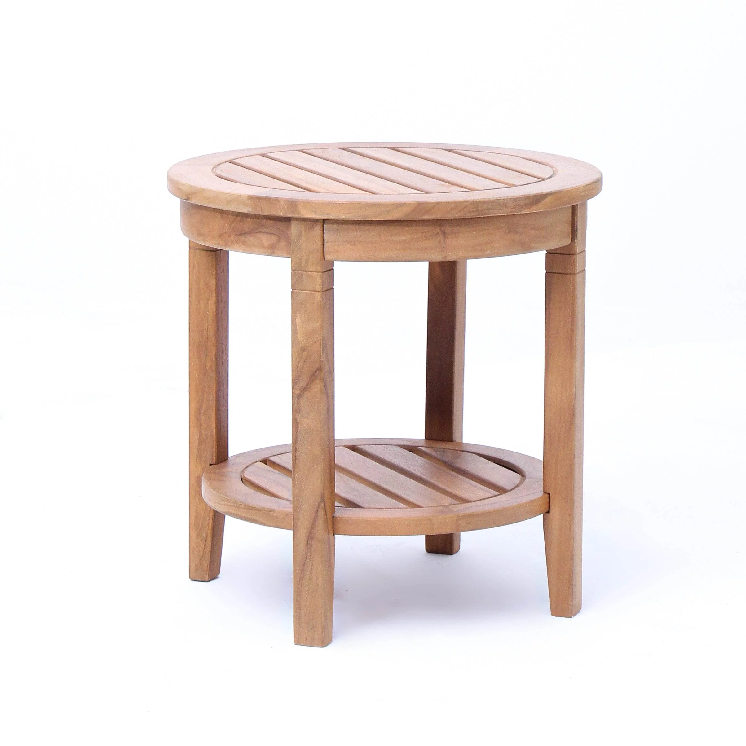 Richmond Teak Wood Outdoor Side Table with Shelf - Image 42