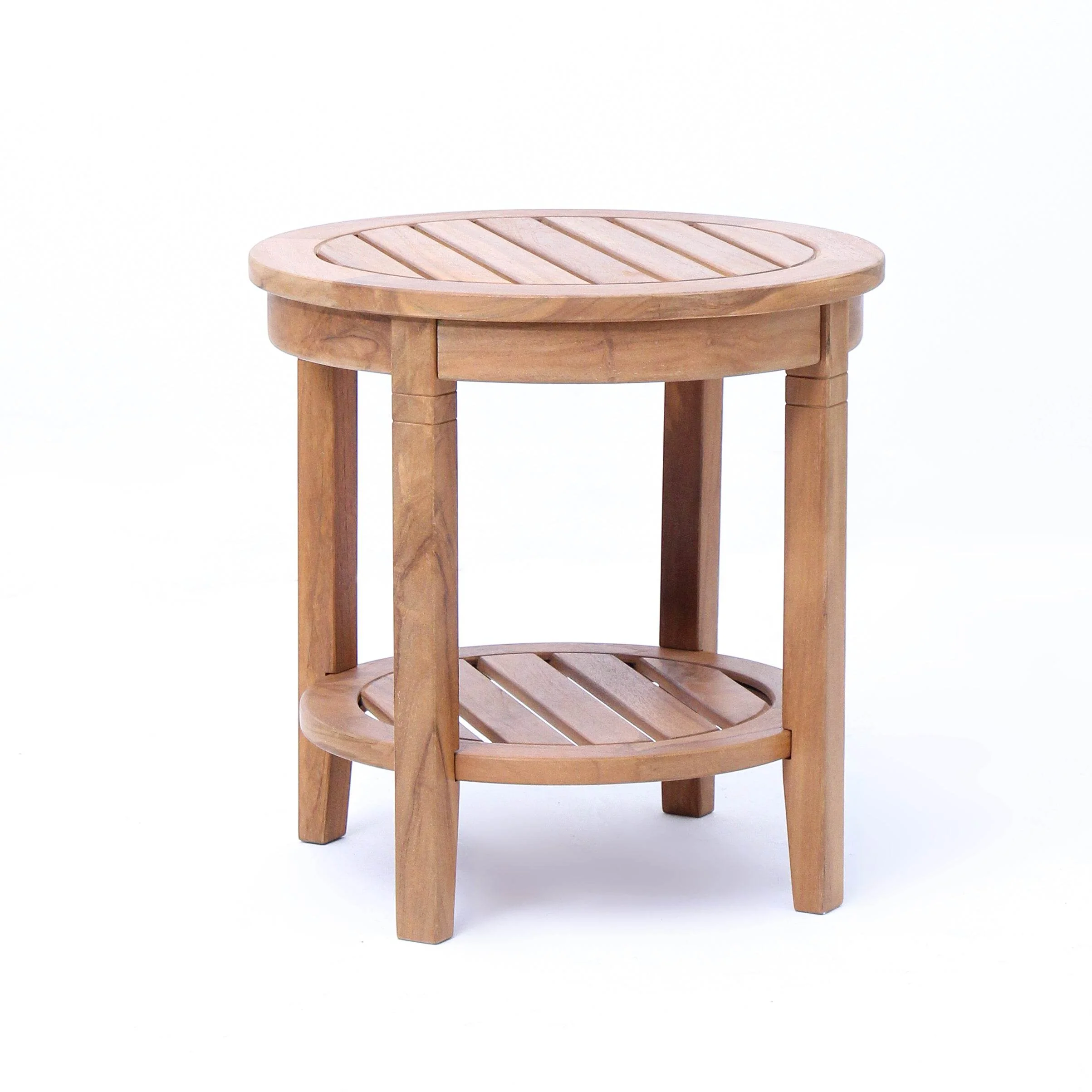 Richmond Teak Wood Outdoor Side Table with Shelf - Image 43