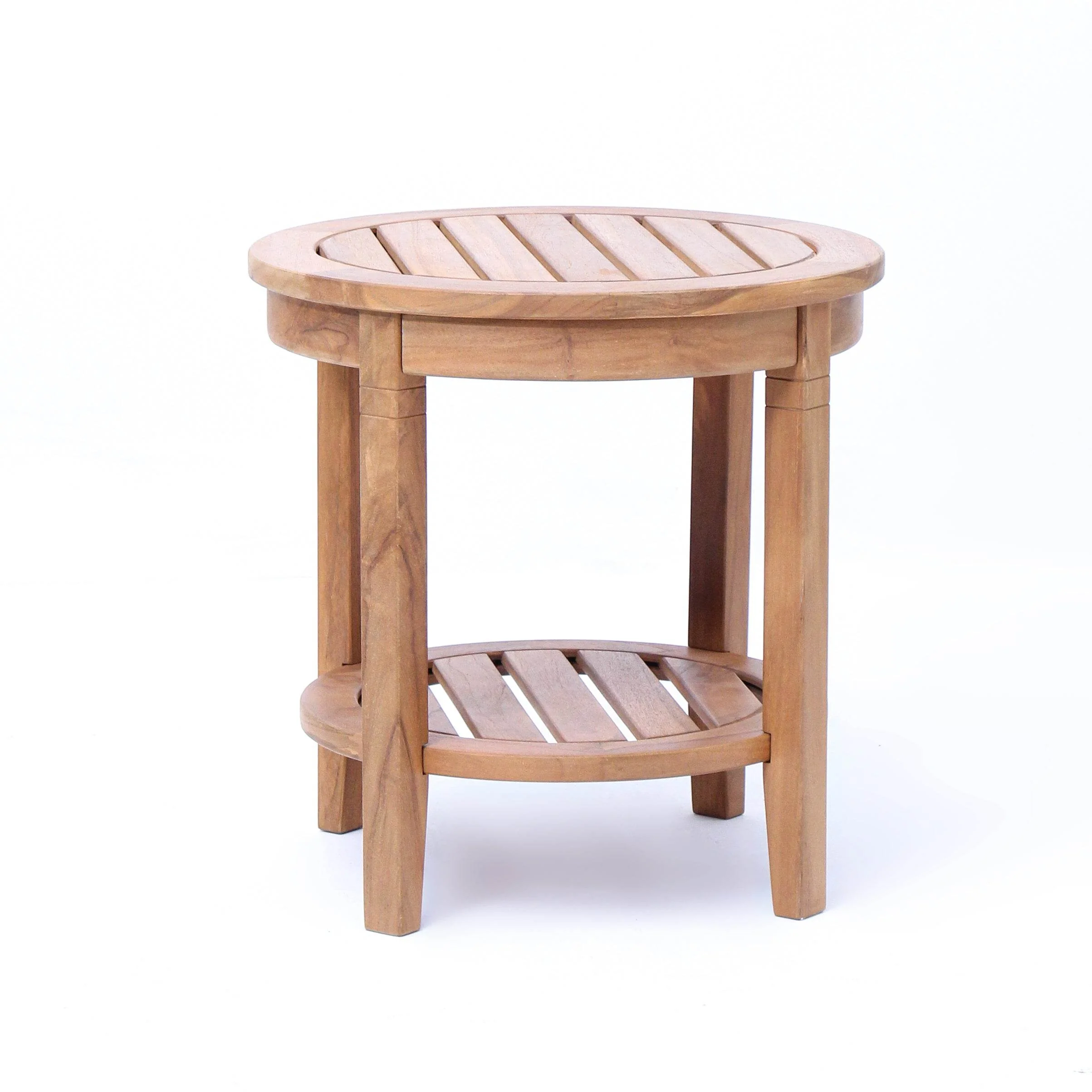 Richmond Teak Wood Outdoor Side Table with Shelf - Image 44