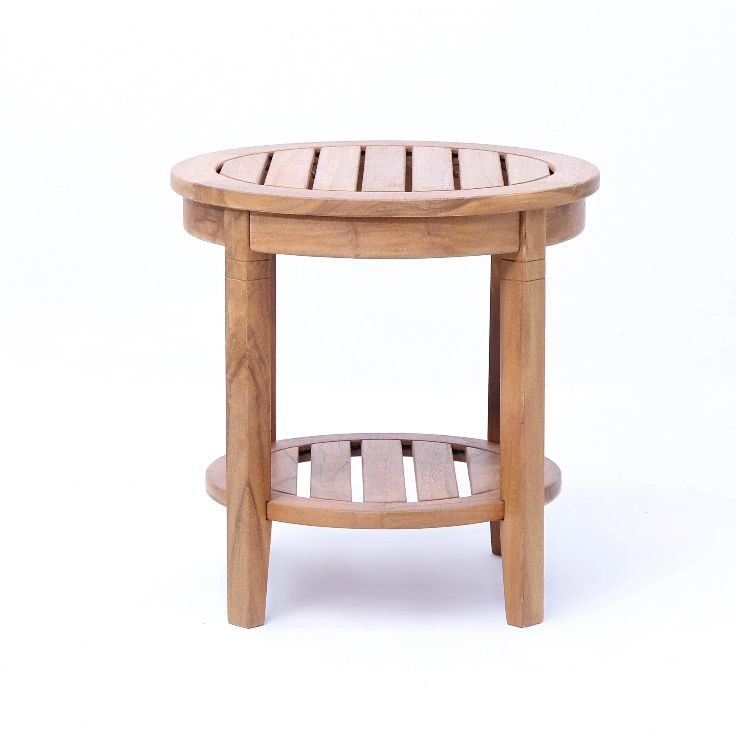 Richmond Teak Wood Outdoor Side Table with Shelf - Image 45