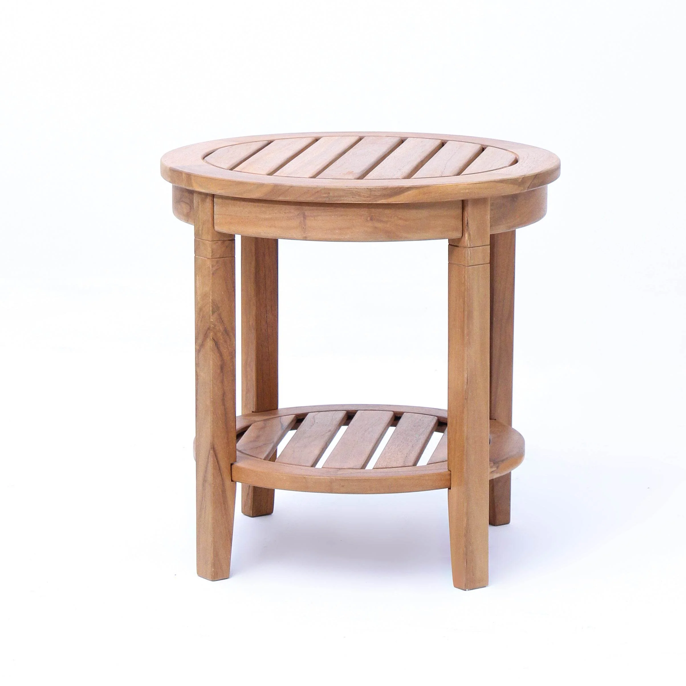Richmond Teak Wood Outdoor Side Table with Shelf - Image 46