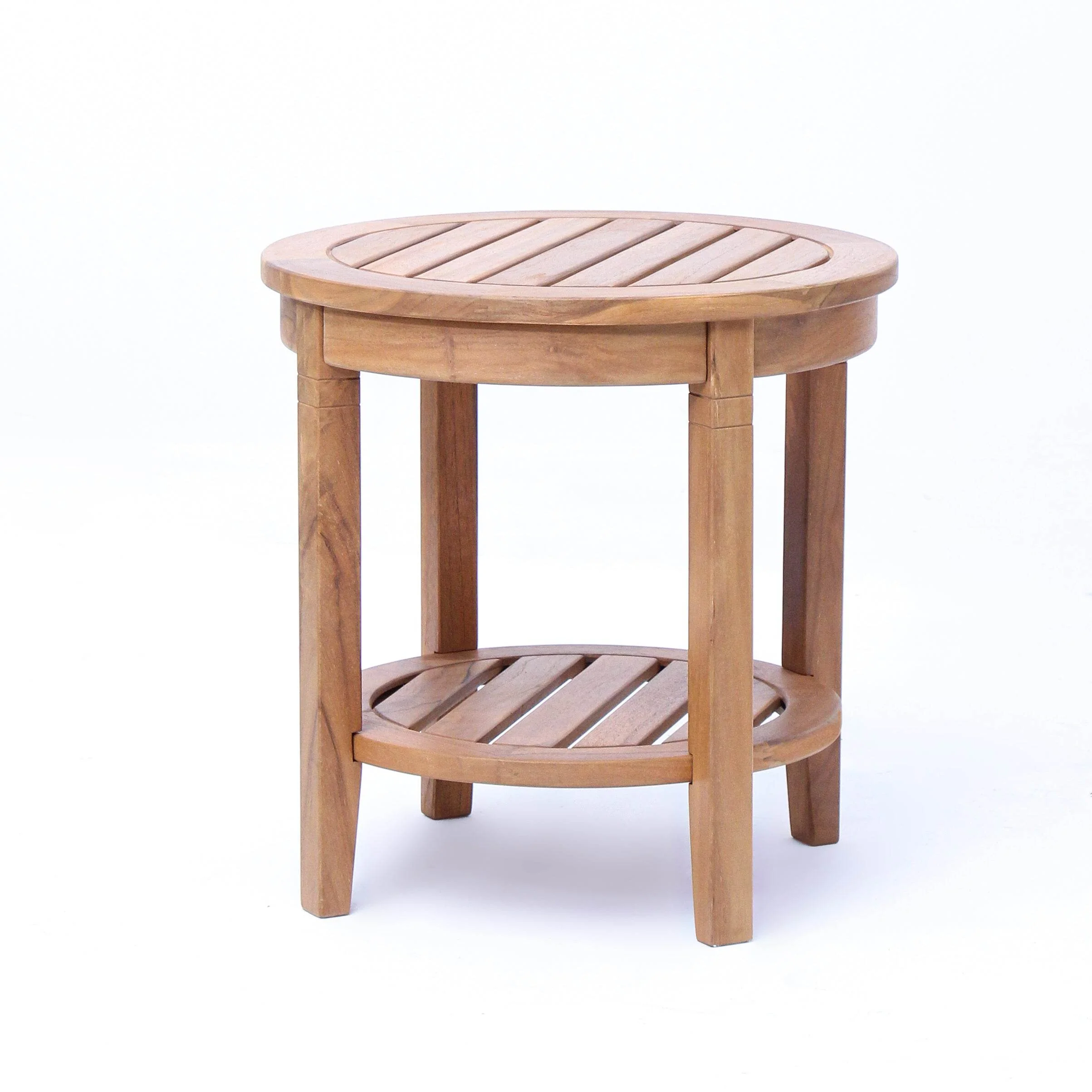 Richmond Teak Wood Outdoor Side Table with Shelf - Image 47