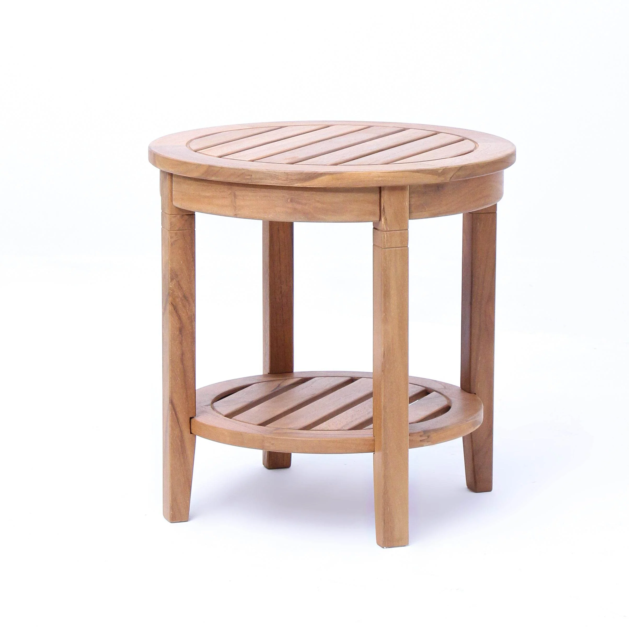 Richmond Teak Wood Outdoor Side Table with Shelf - Image 48