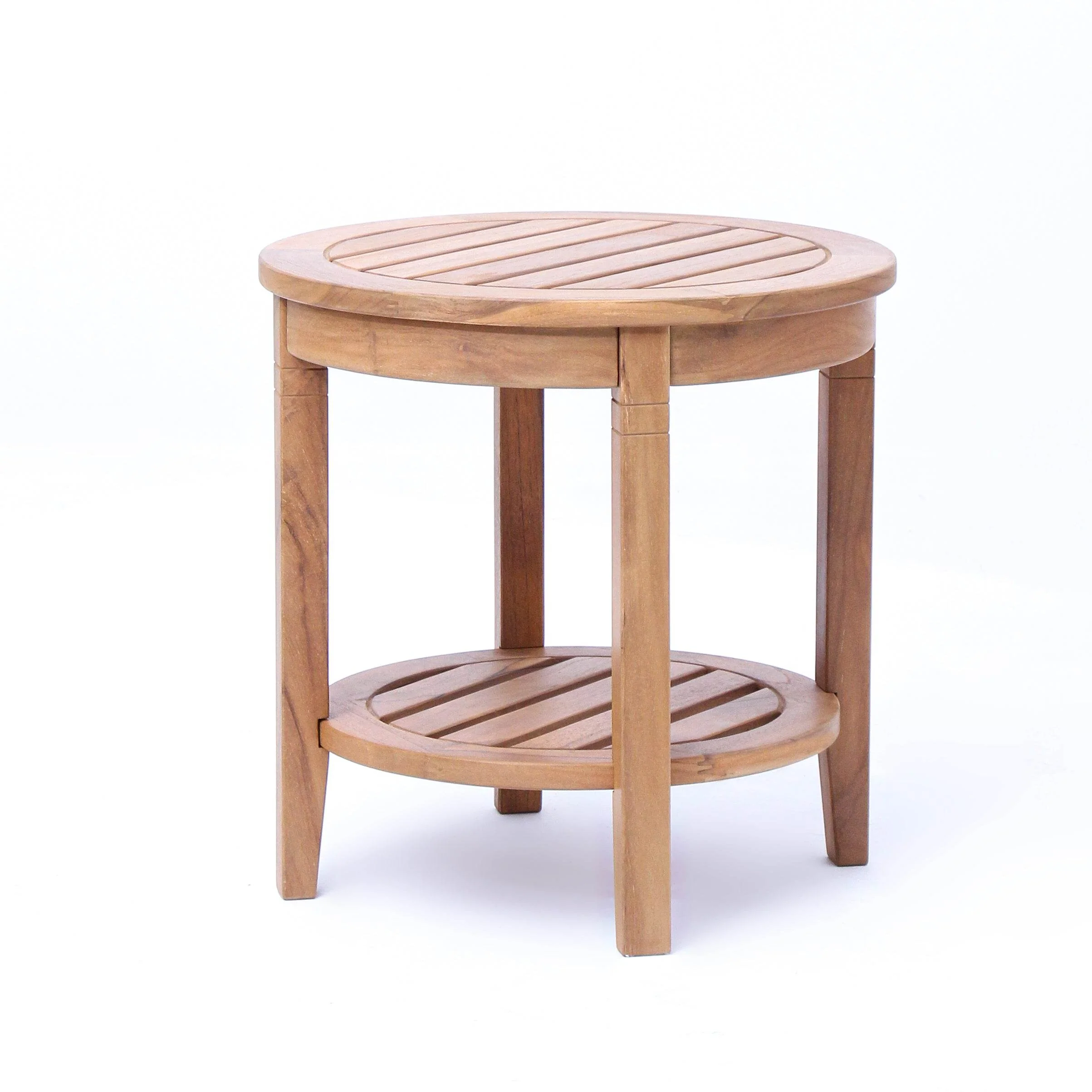 Richmond Teak Wood Outdoor Side Table with Shelf - Image 49