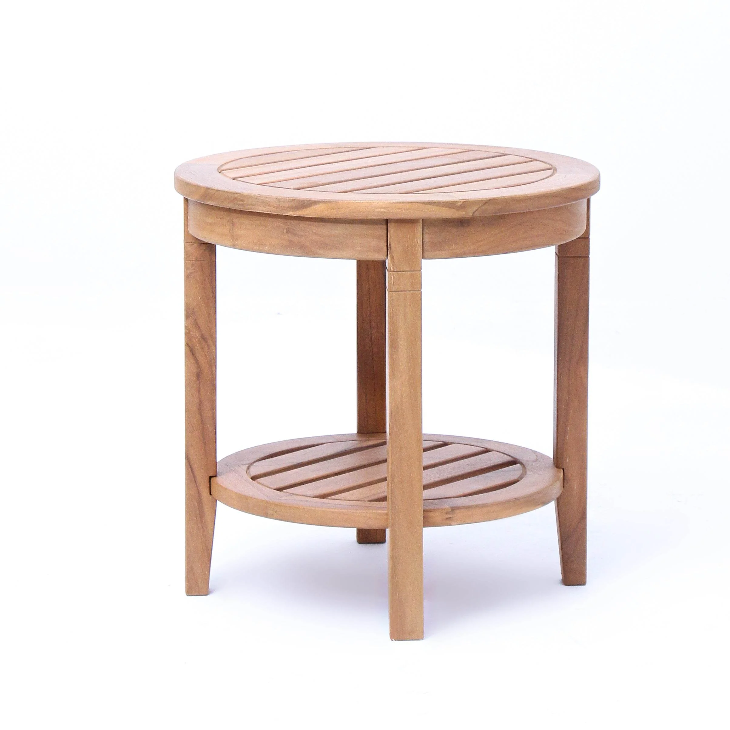 Richmond Teak Wood Outdoor Side Table with Shelf - Image 50