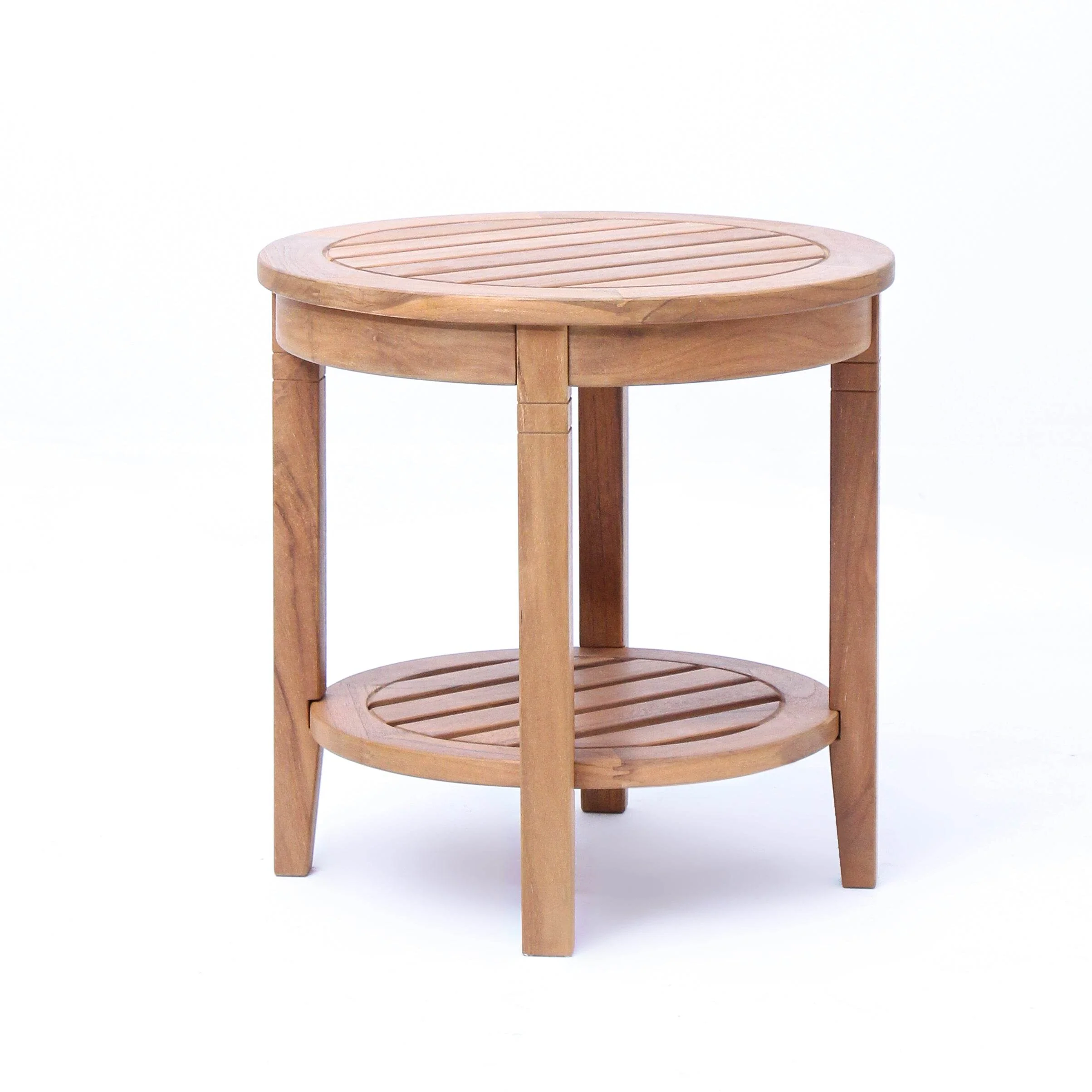 Richmond Teak Wood Outdoor Side Table with Shelf - Image 51
