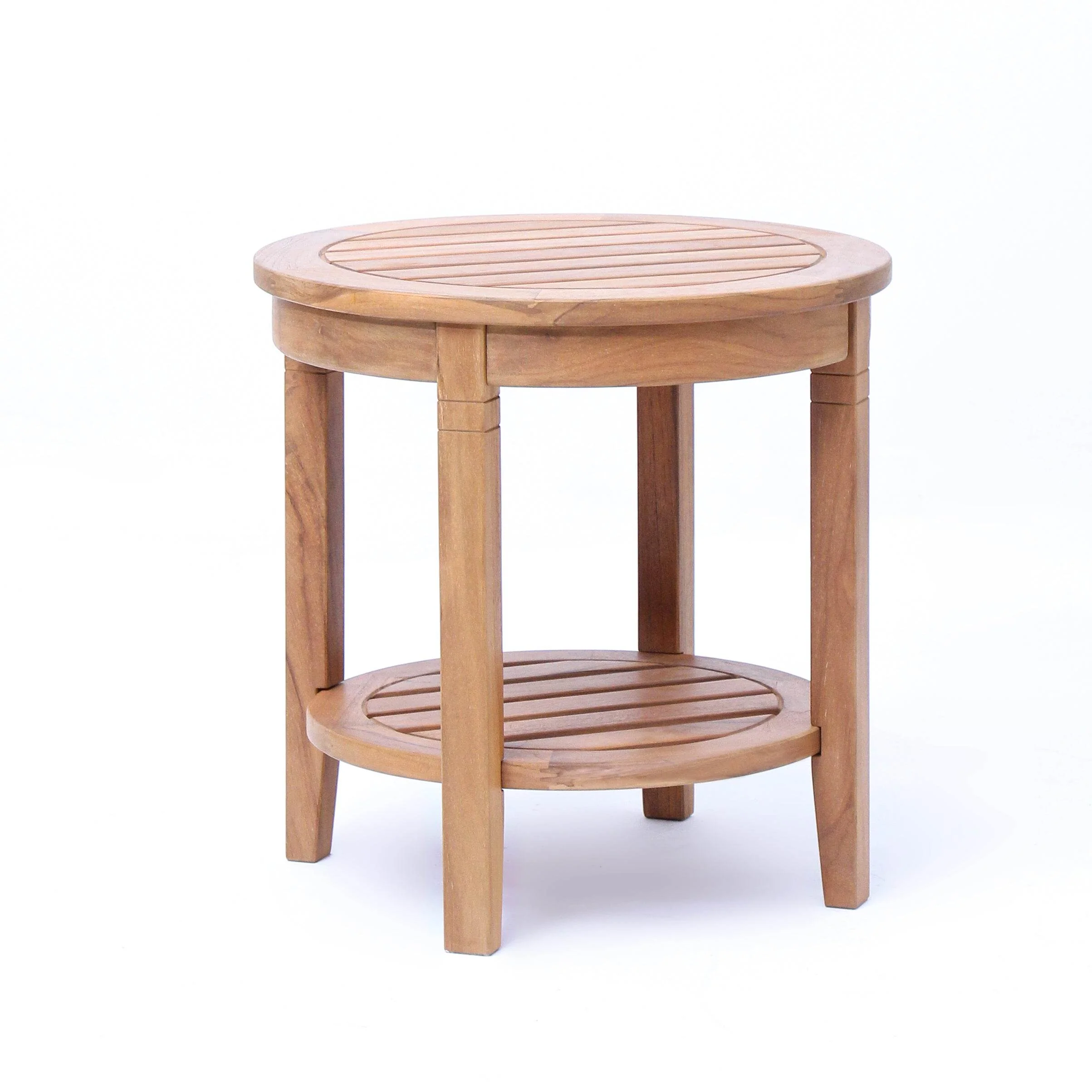 Richmond Teak Wood Outdoor Side Table with Shelf - Image 53