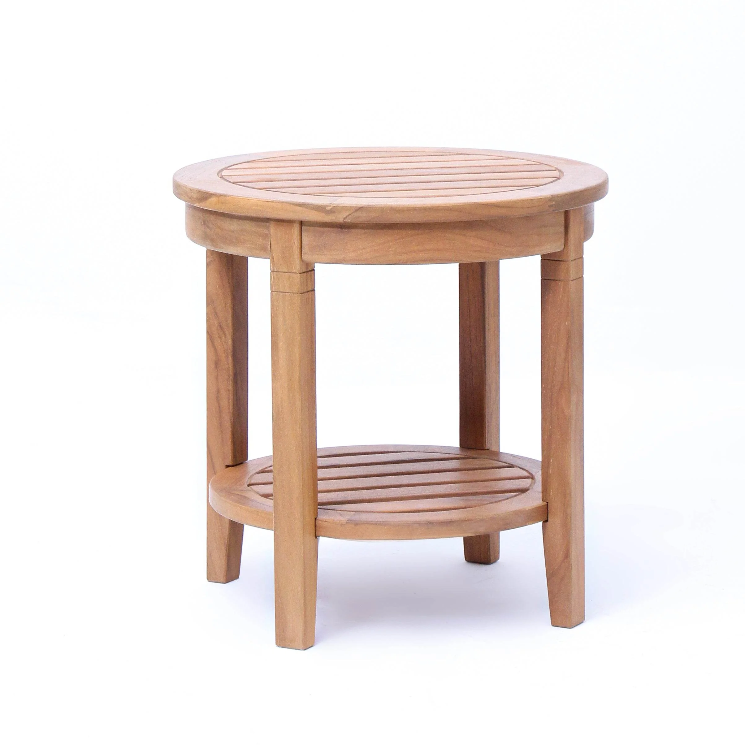 Richmond Teak Wood Outdoor Side Table with Shelf - Image 54