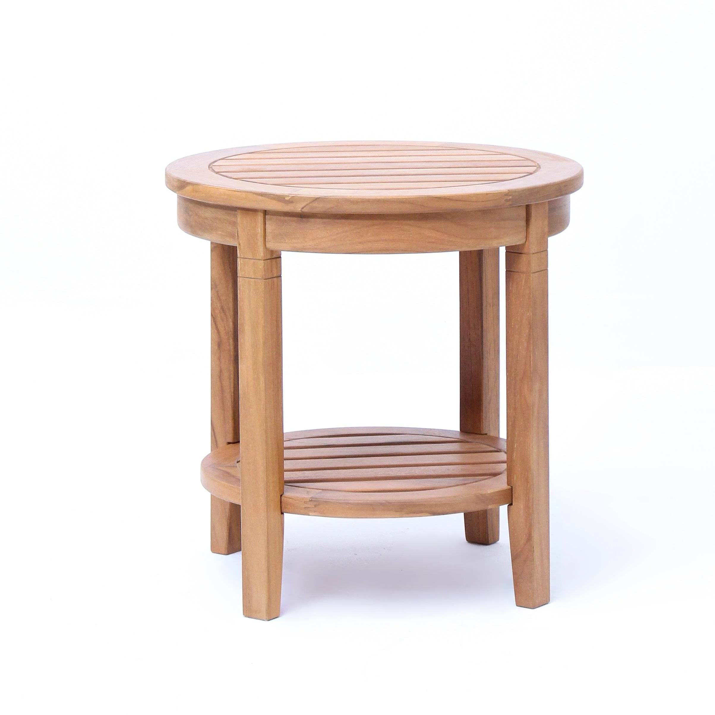 Richmond Teak Wood Outdoor Side Table with Shelf - Image 55