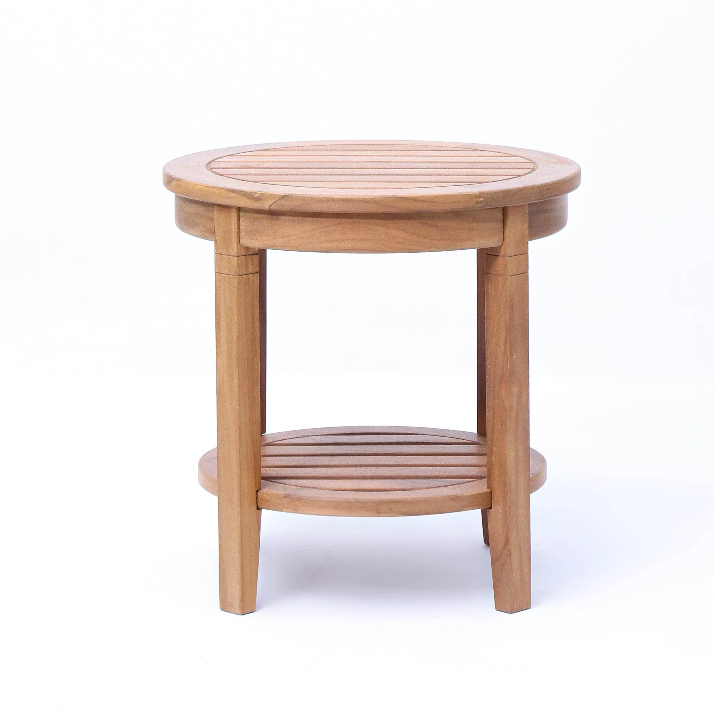 Richmond Teak Wood Outdoor Side Table with Shelf - Image 56