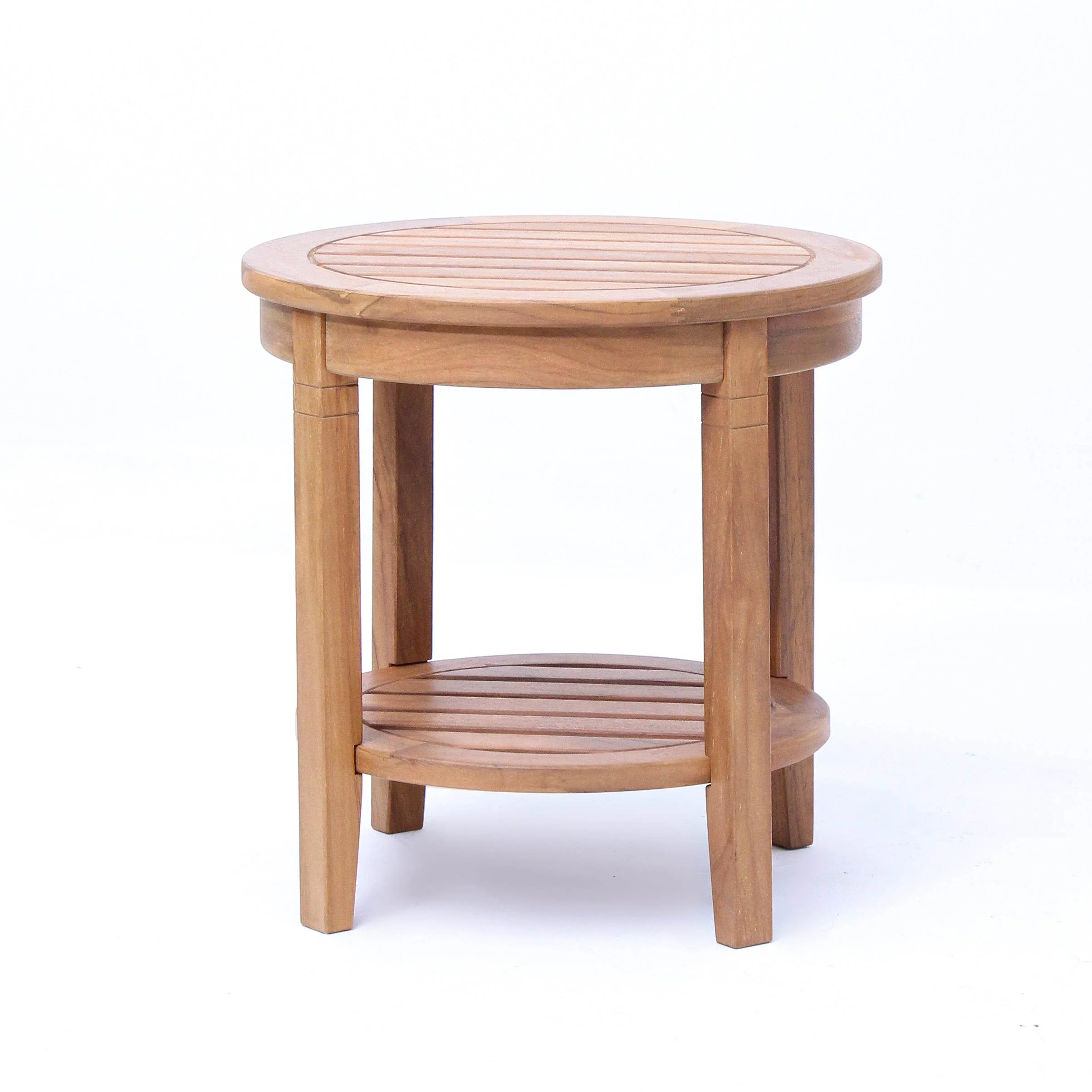 Richmond Teak Wood Outdoor Side Table with Shelf - Image 57