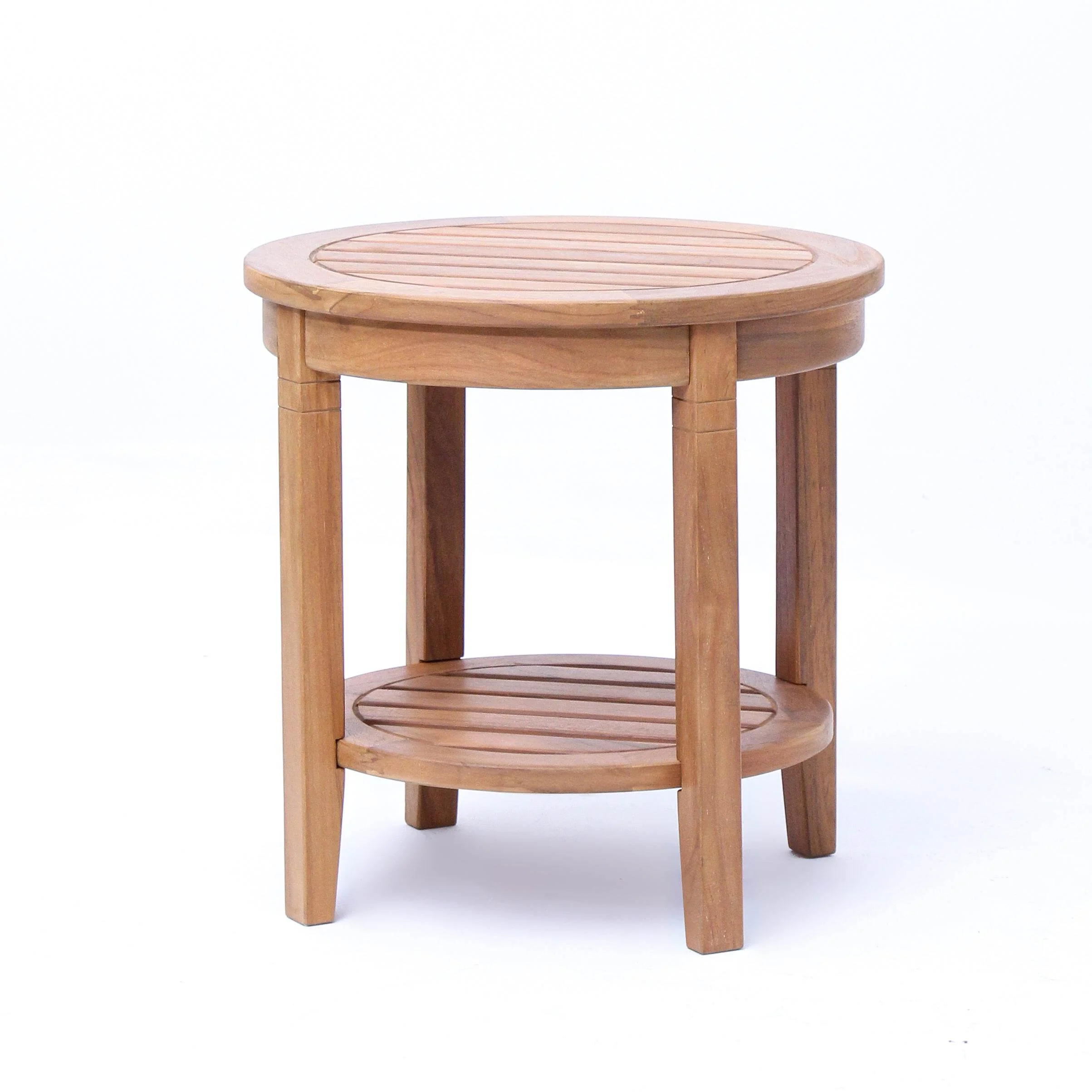 Richmond Teak Wood Outdoor Side Table with Shelf - Image 58
