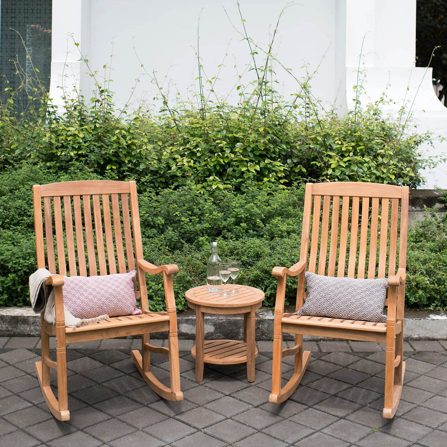 Richmond Teak Wood Outdoor Side Table with Shelf - Image 6