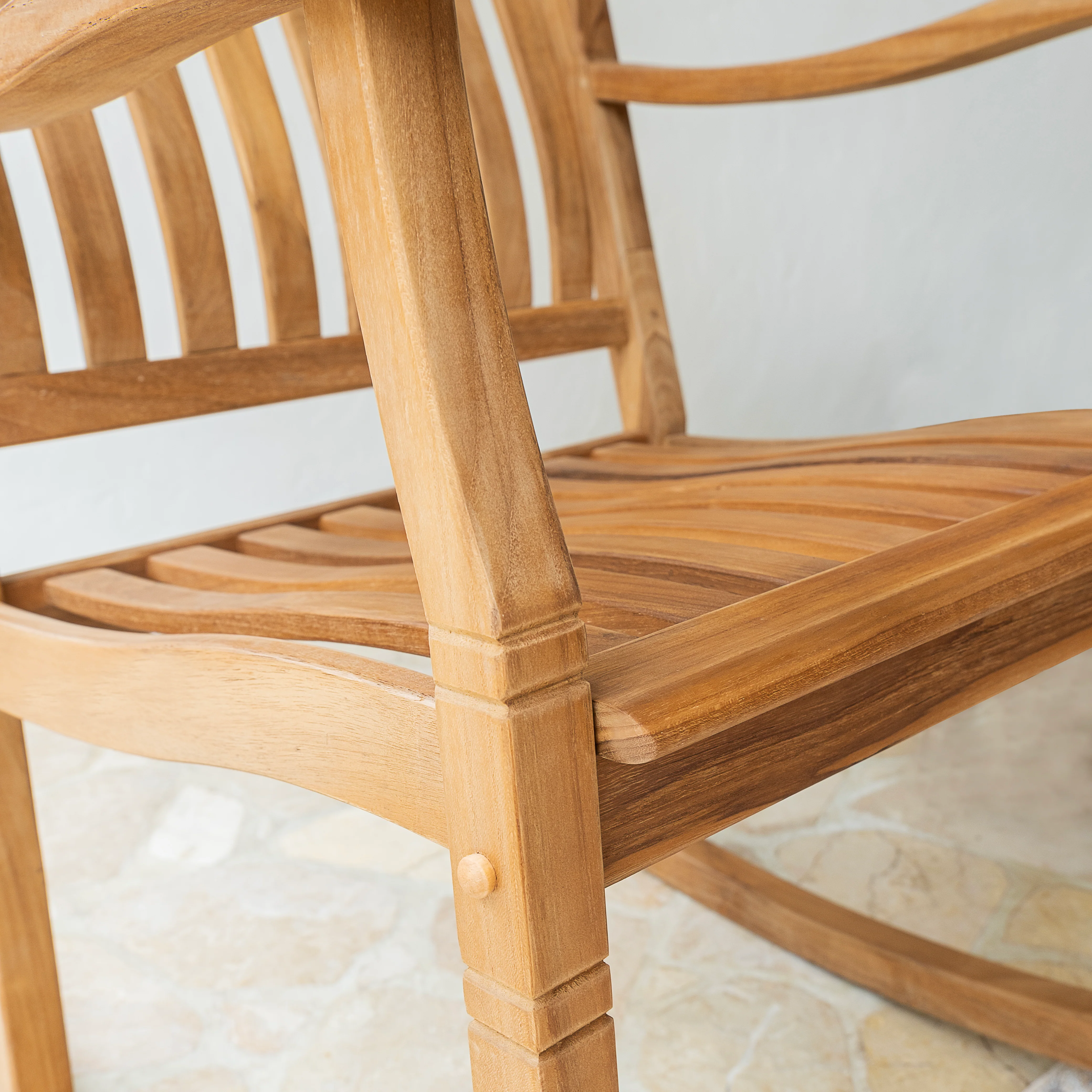 Richmond Teak Wood Porch Rocking Chair - Image 5
