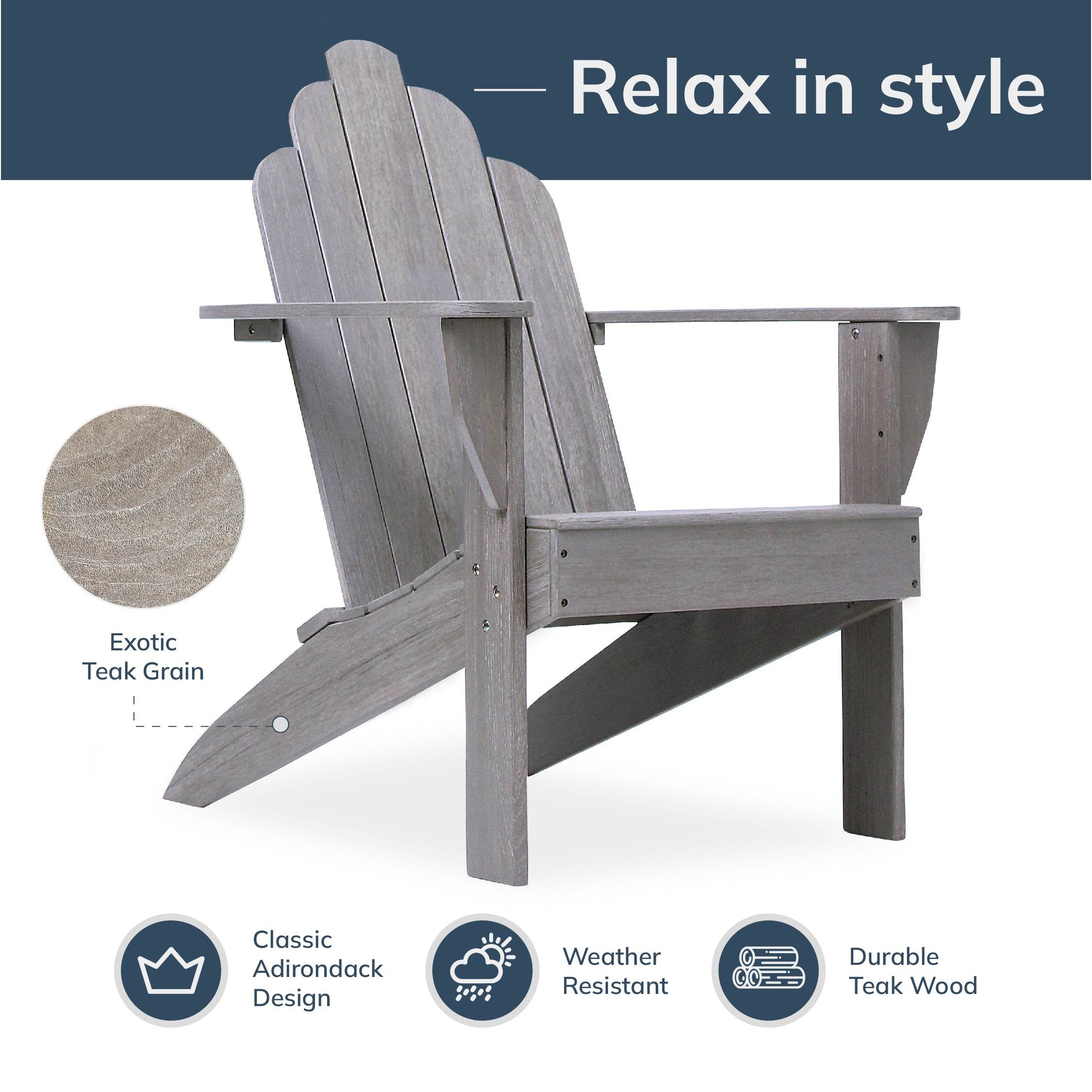 Richmond Weathered Teak Wood Adirondack Chair - Image 5