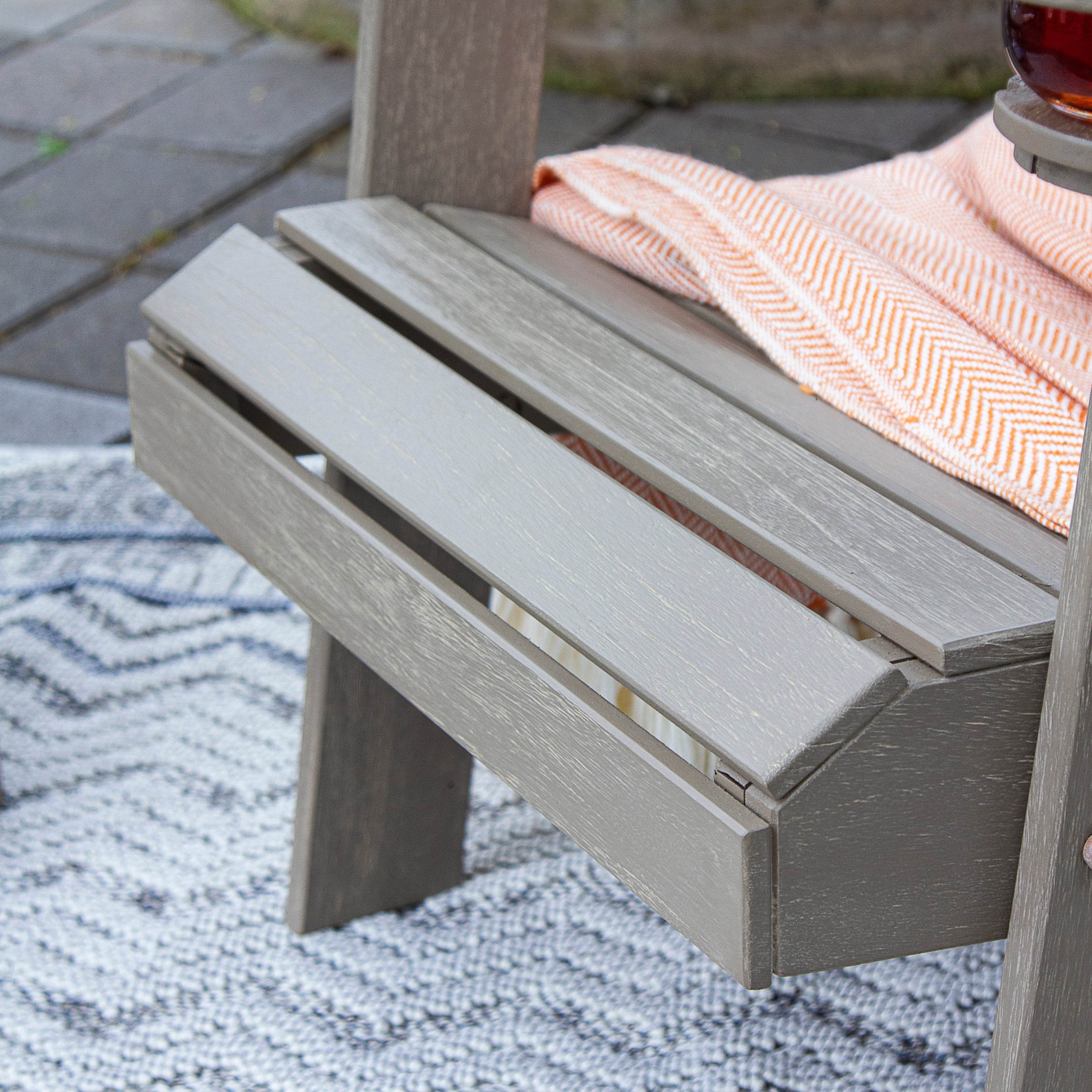 Richmond Weathered Teak Wood Adirondack Chair with Cup Holder - Image 11
