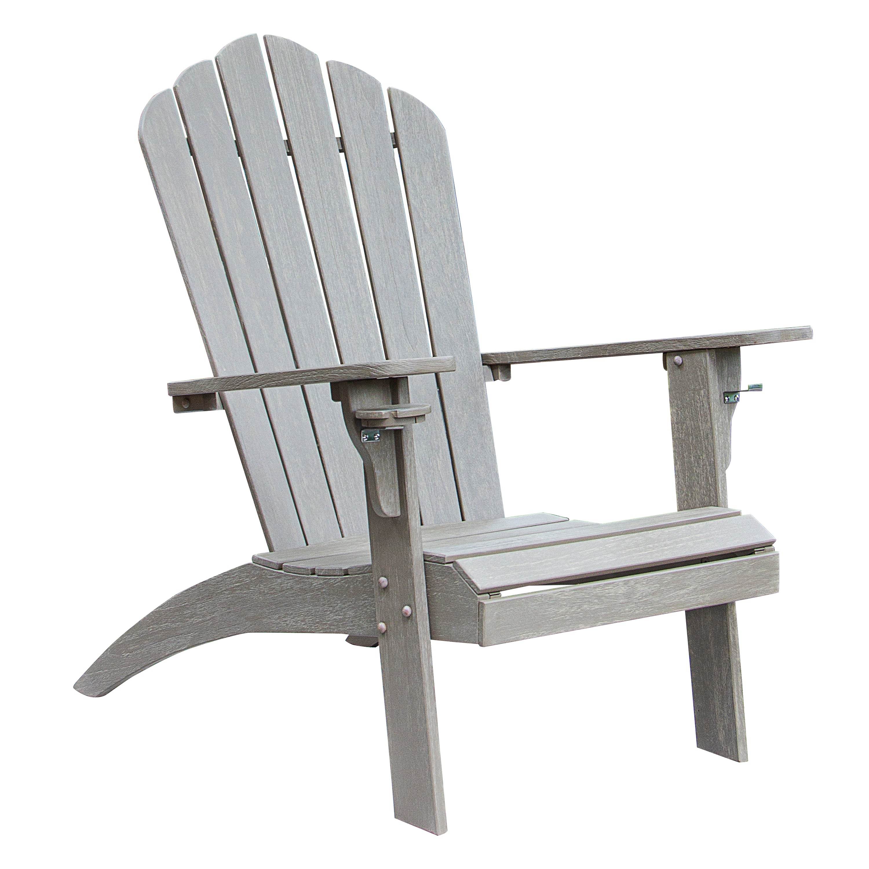 Richmond Weathered Teak Wood Adirondack Chair with Cup Holder - Image 12