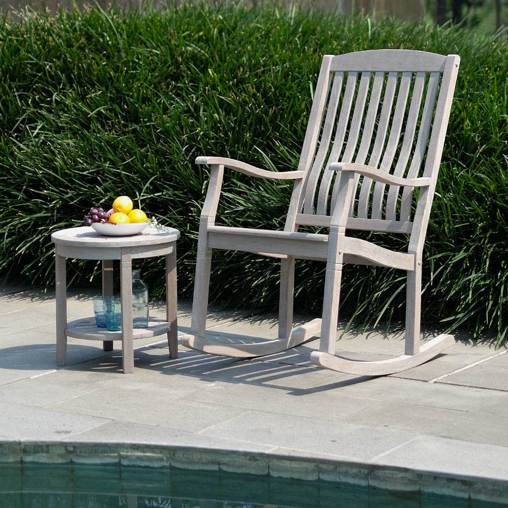 Richmond Weathered Teak Wood Outdoor Side Table with Shelf - Image 4