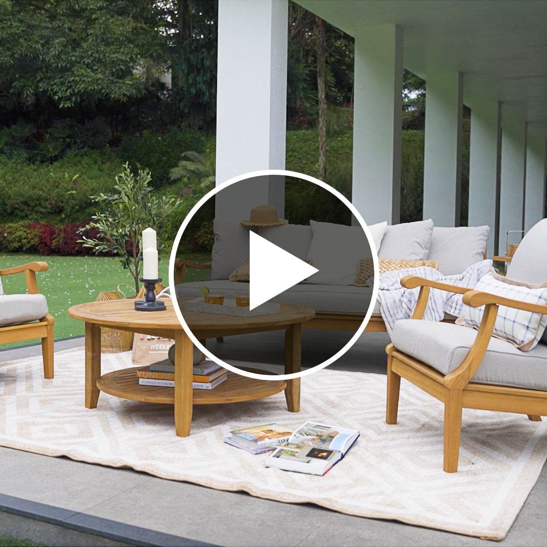 Robin Teak Wood Outdoor Sofa Daybed with Oyster Cushion - Image 5