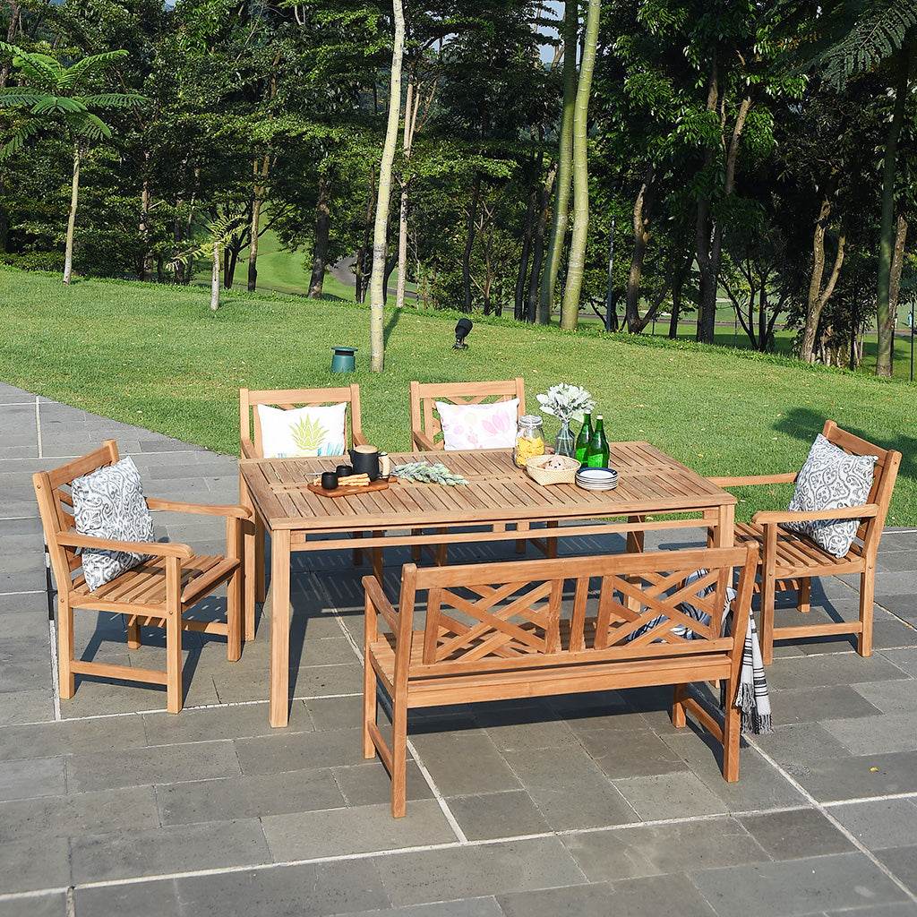 Rocca Teak Wood Outdoor Bench - Image 3