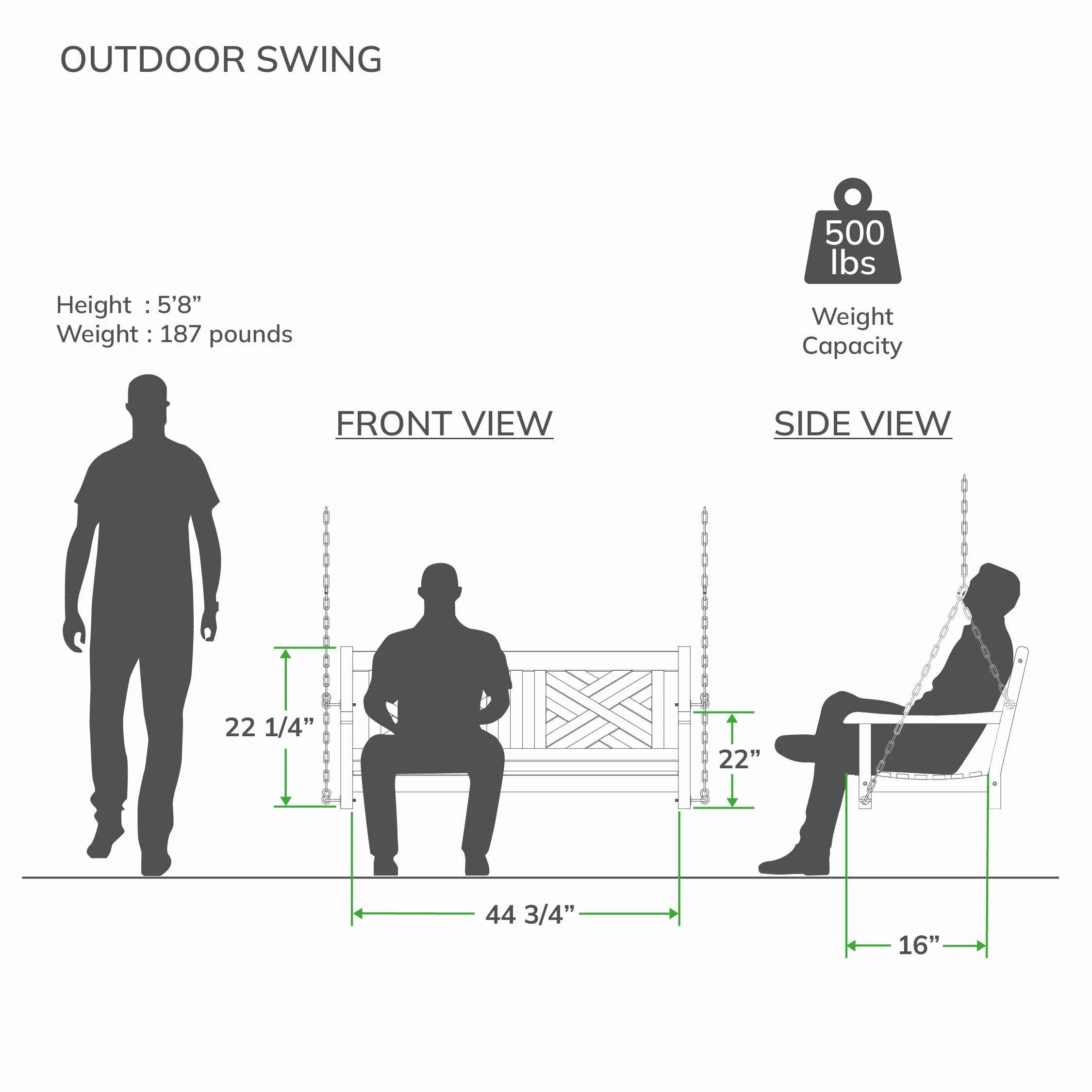 Rocca Teak Wood Porch Swing - Image 8