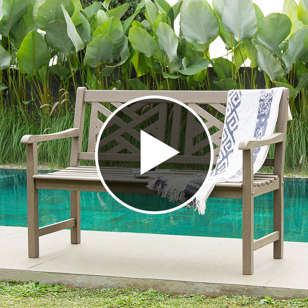 Rocca Weathered Teak Wood Outdoor Bench - Image 4