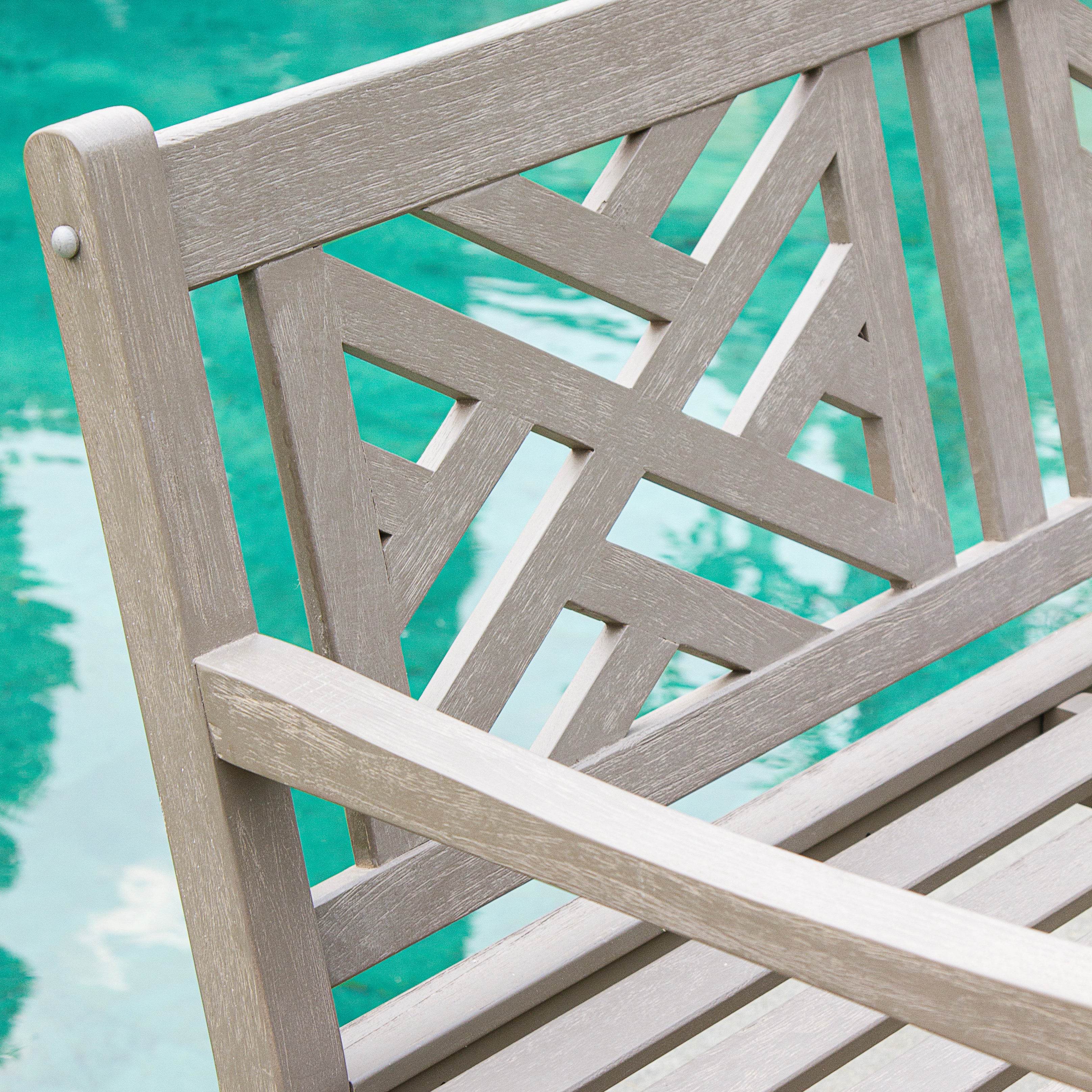 Rocca Weathered Teak Wood Outdoor Bench - Image 9