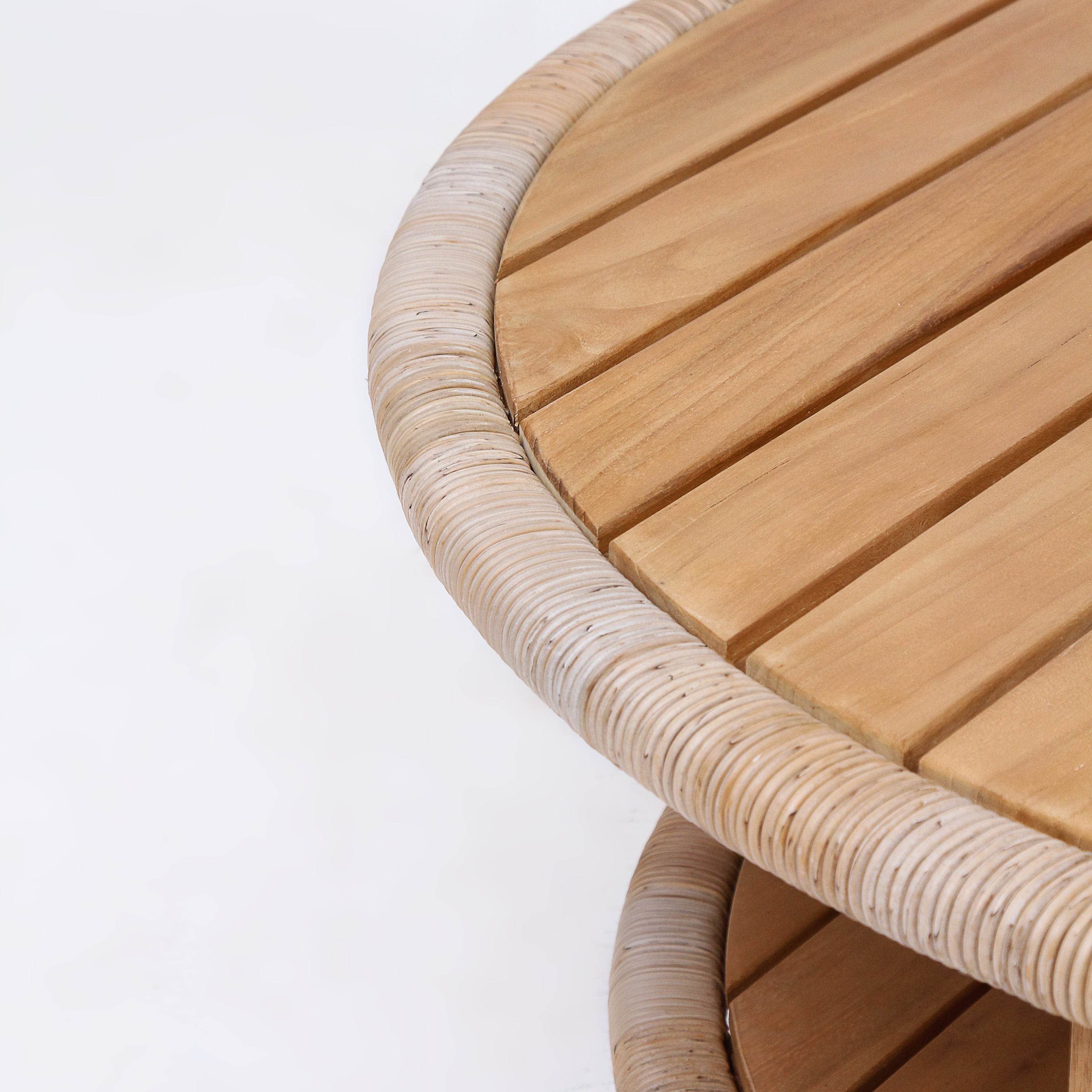 Seaside Teak Wood Outdoor Round Coffee Table - Image 11