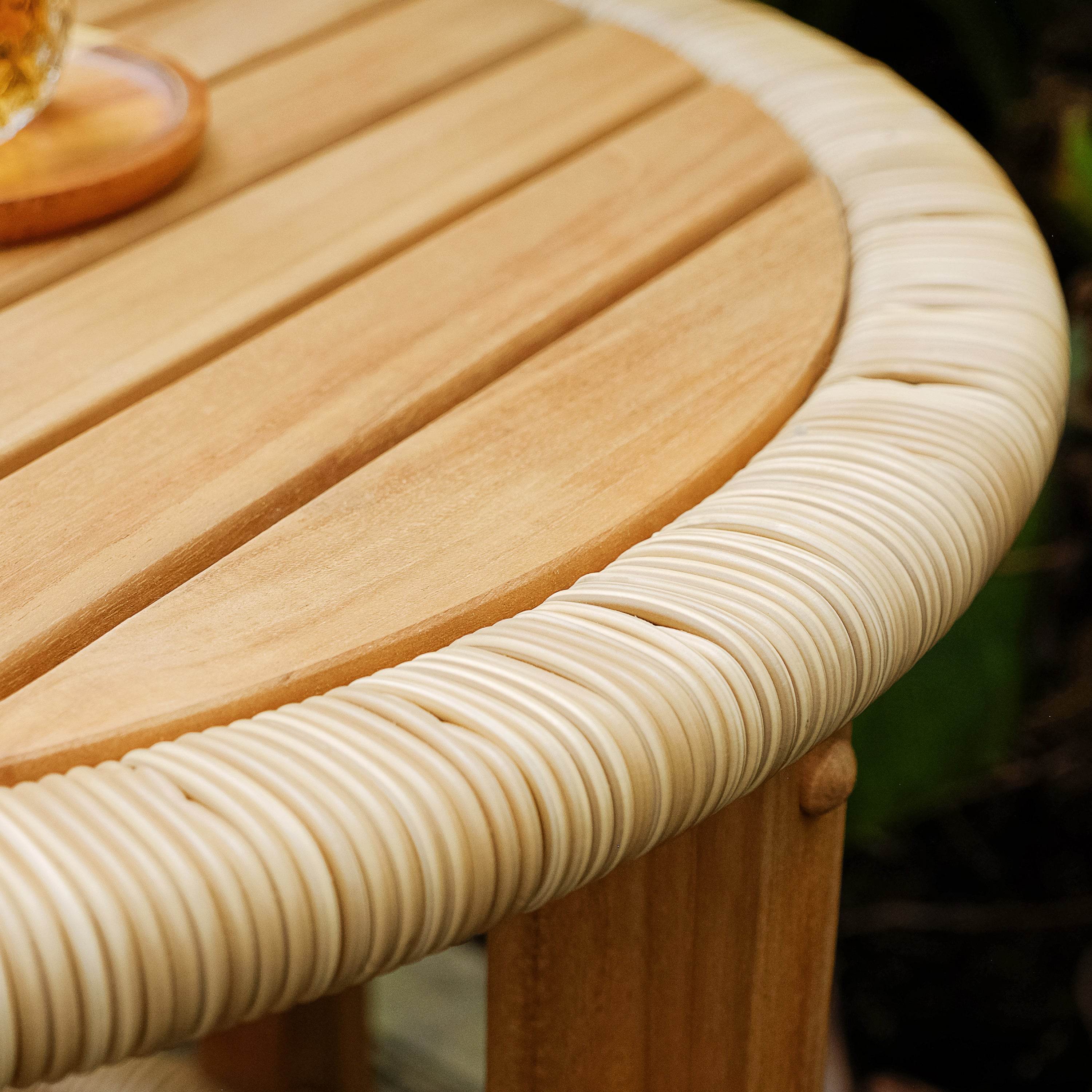 Seaside Teak Wood Outdoor Side Table with Shelf - Image 10