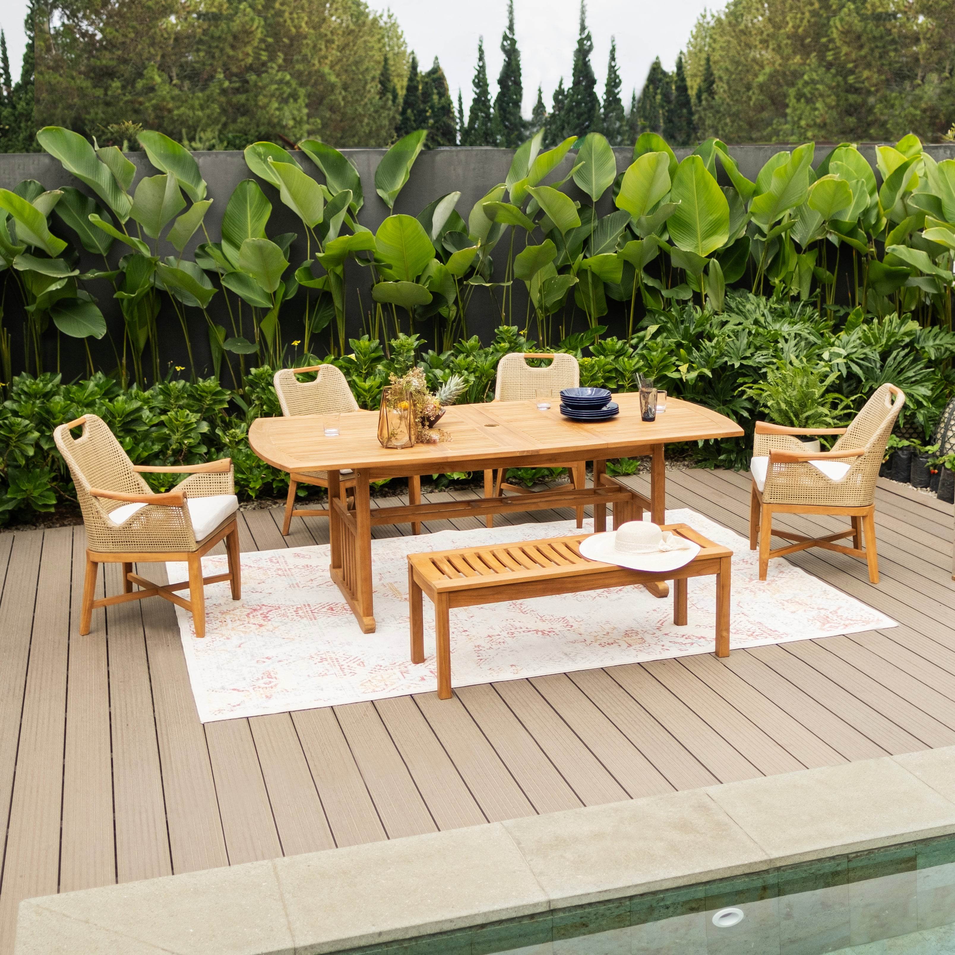 Sydney FSC Teak Wood 2 Pieces Outdoor Dining Armchair with Seatpad - Image 6