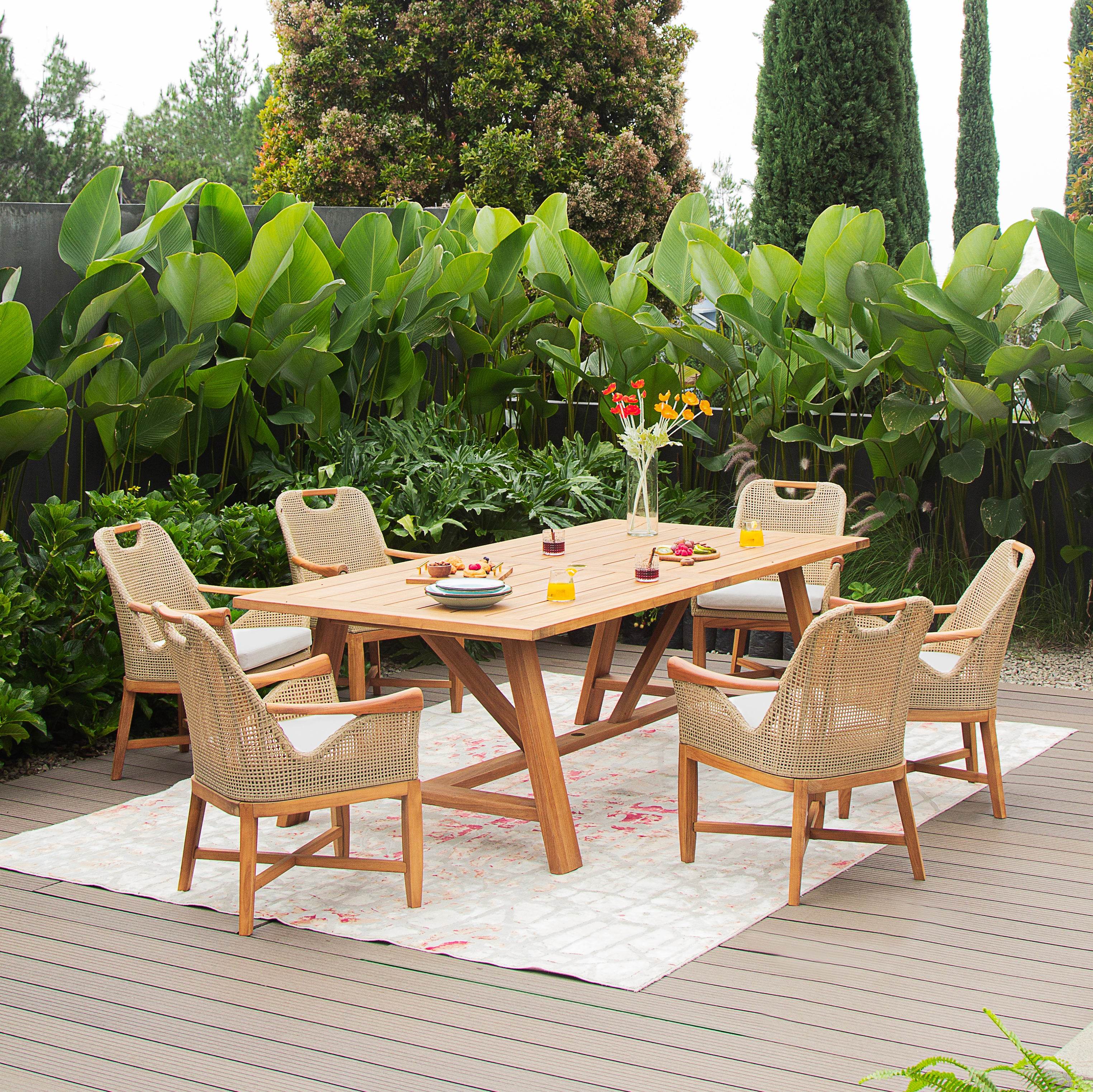 Sydney FSC Teak Wood 2 Pieces Outdoor Dining Armchair with Seatpad - Image 8