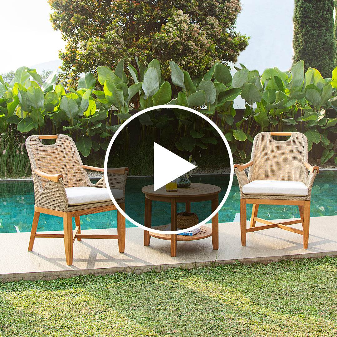 Sydney Teak Wood 3 Pieces Outdoor Dining Chair with Side Table - Image 4