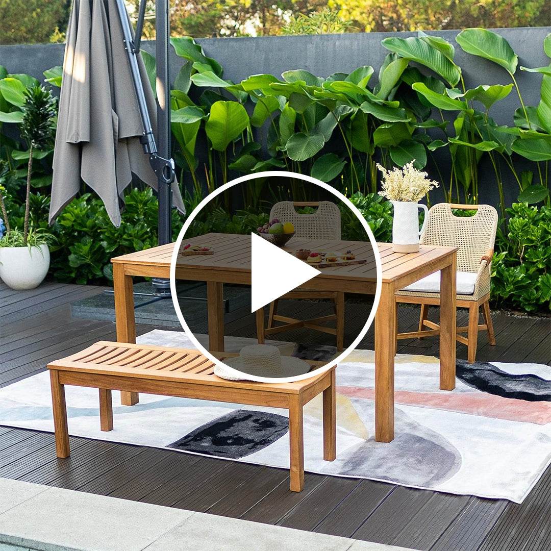 Sydney Teak Wood 4 Pieces Outdoor Dining Set - Image 5
