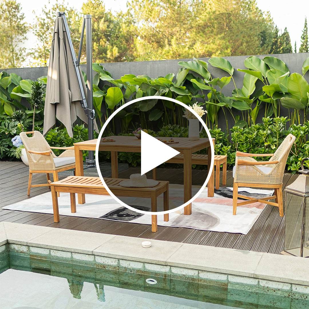 Sydney Teak Wood 5 Pieces Outdoor Picnic Dining Set - Image 5