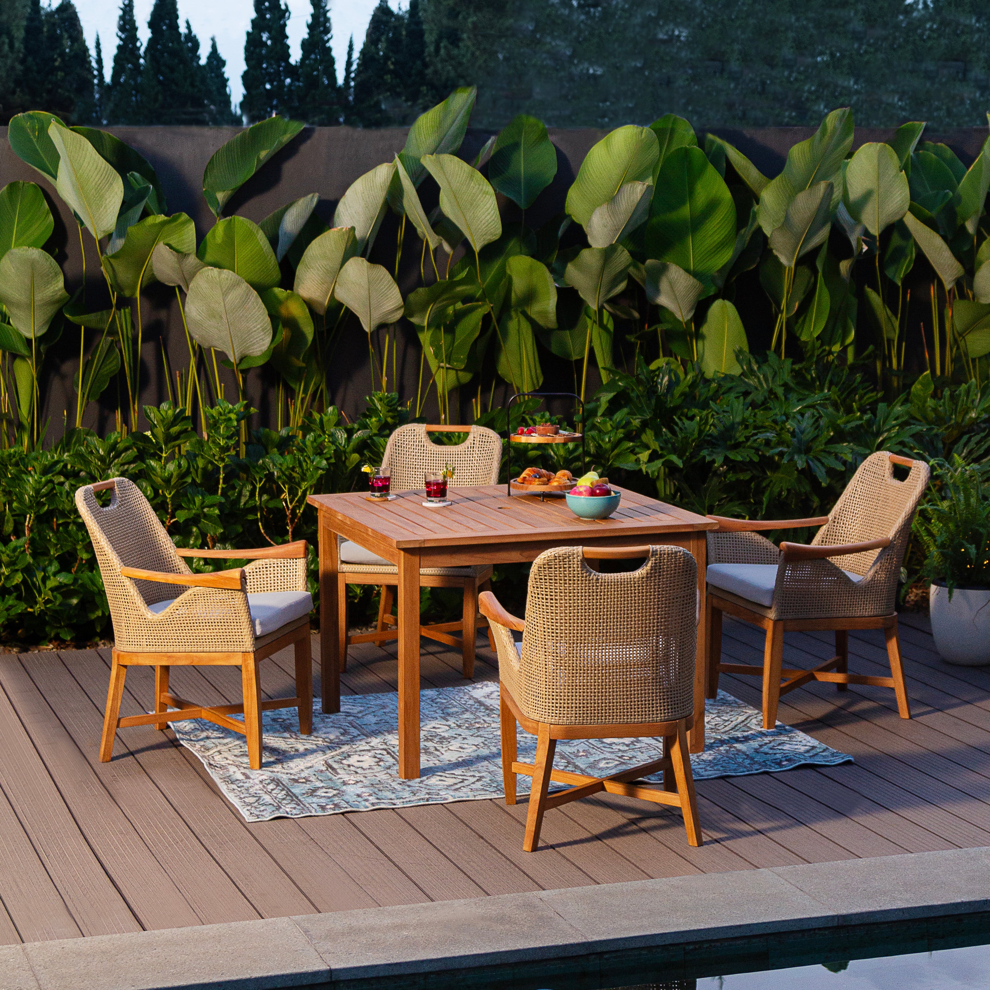 Sydney Teak Wood 5 piece Outdoor Dining Set - Image 3