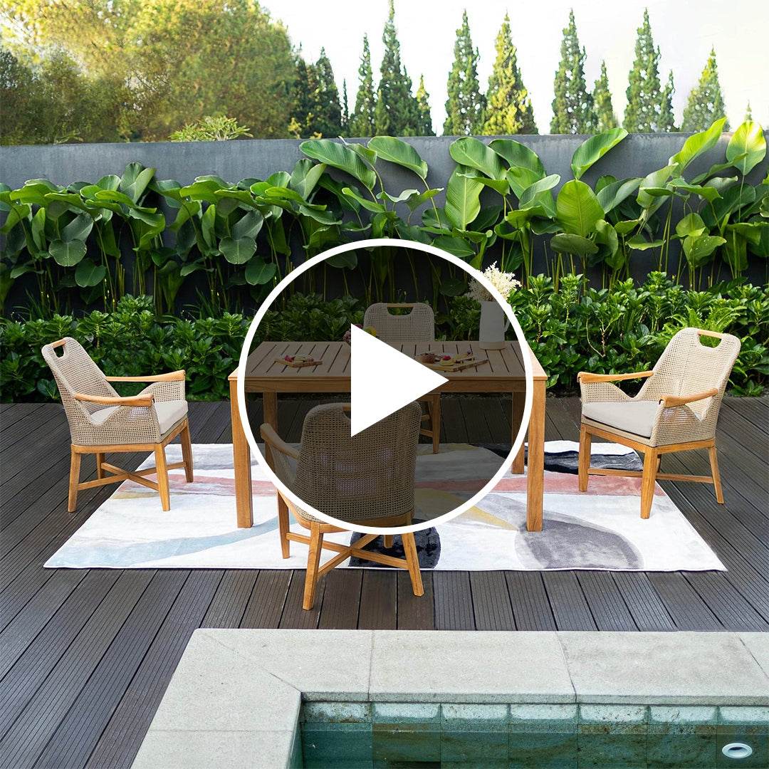 Sydney Teak Wood 5 piece Outdoor Dining Set - Image 4
