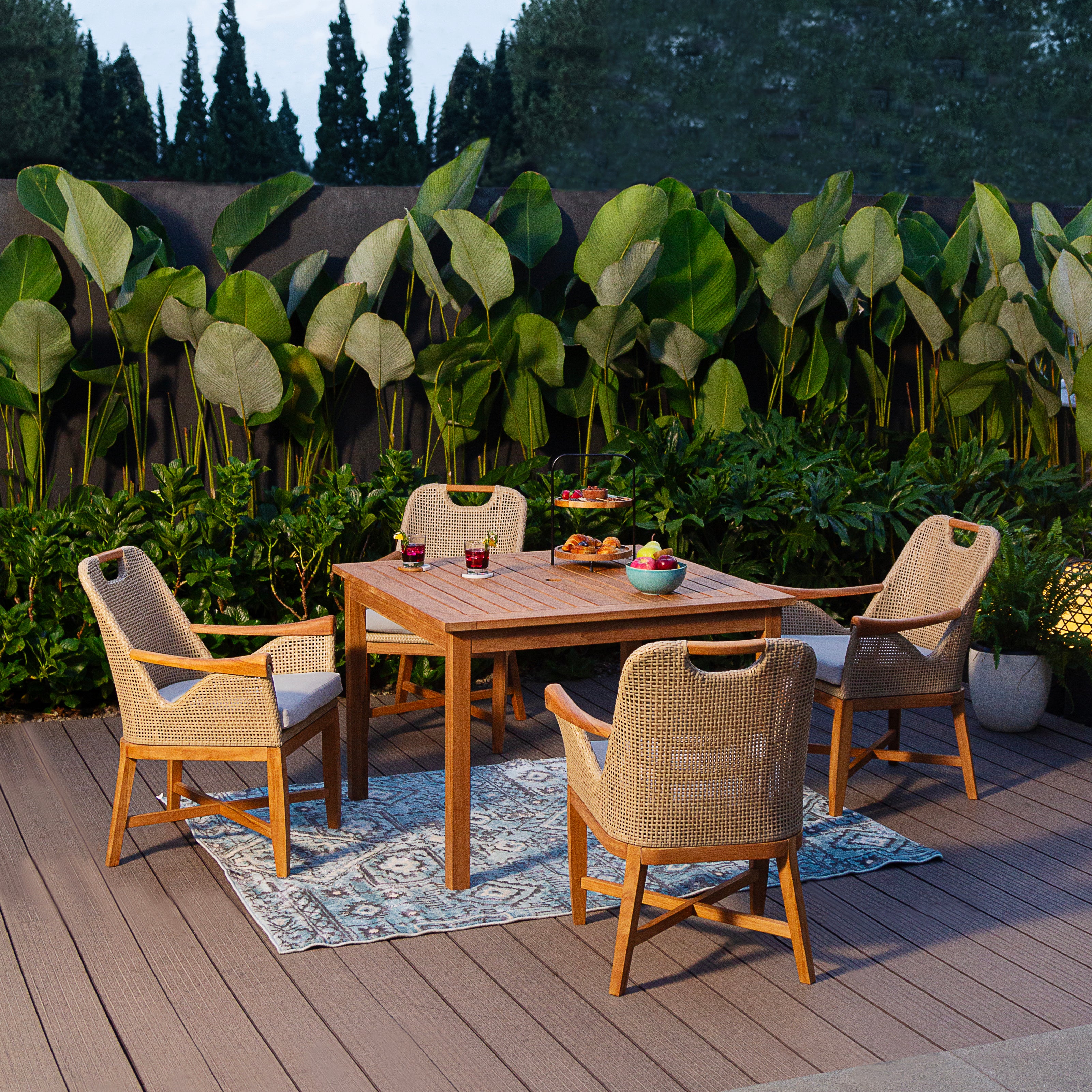 Sydney Teak Wood 5 piece Outdoor Dining Set - Image 6