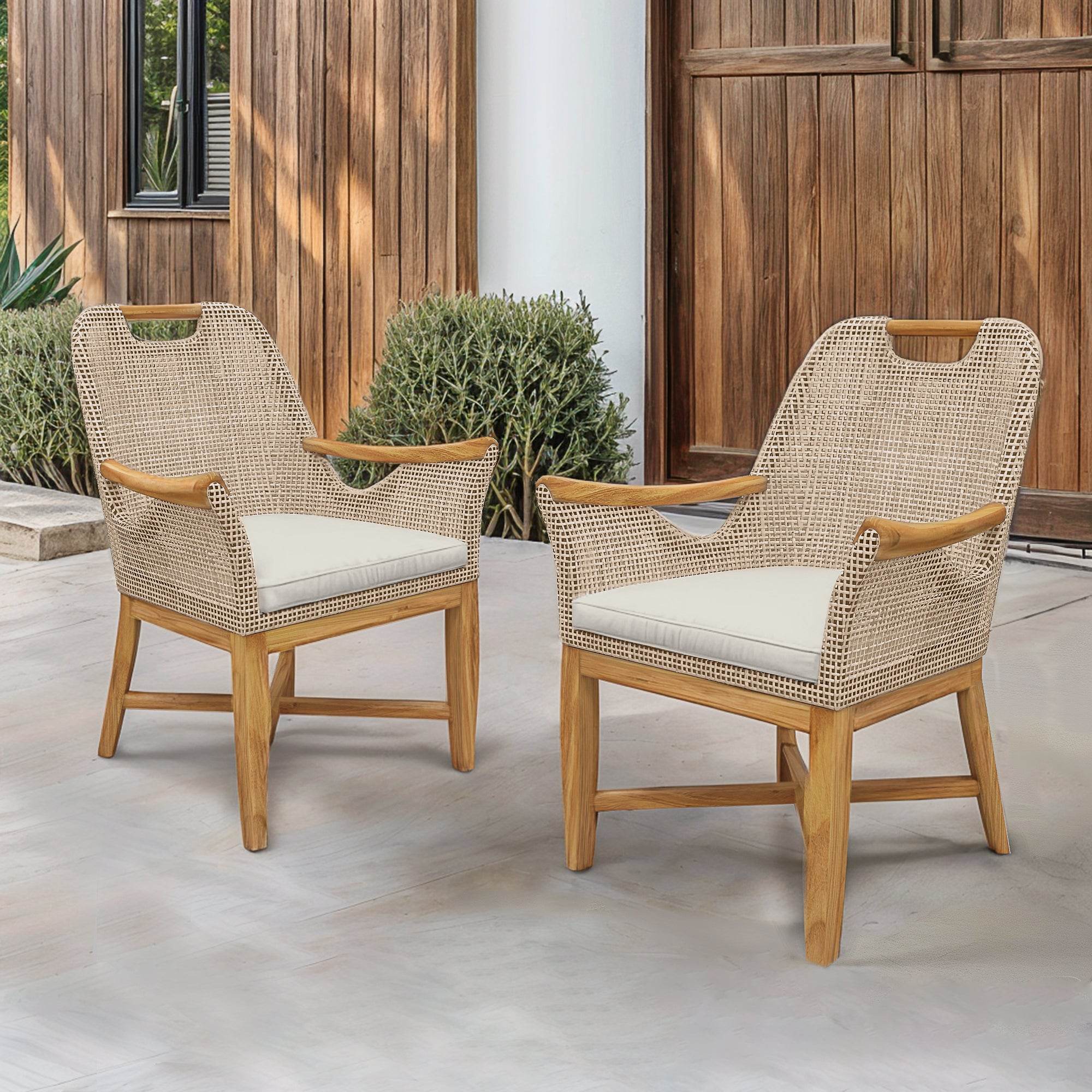 Sydney Teak Wood 5 Pieces Outdoor Dining Set with Round Table - Image 7