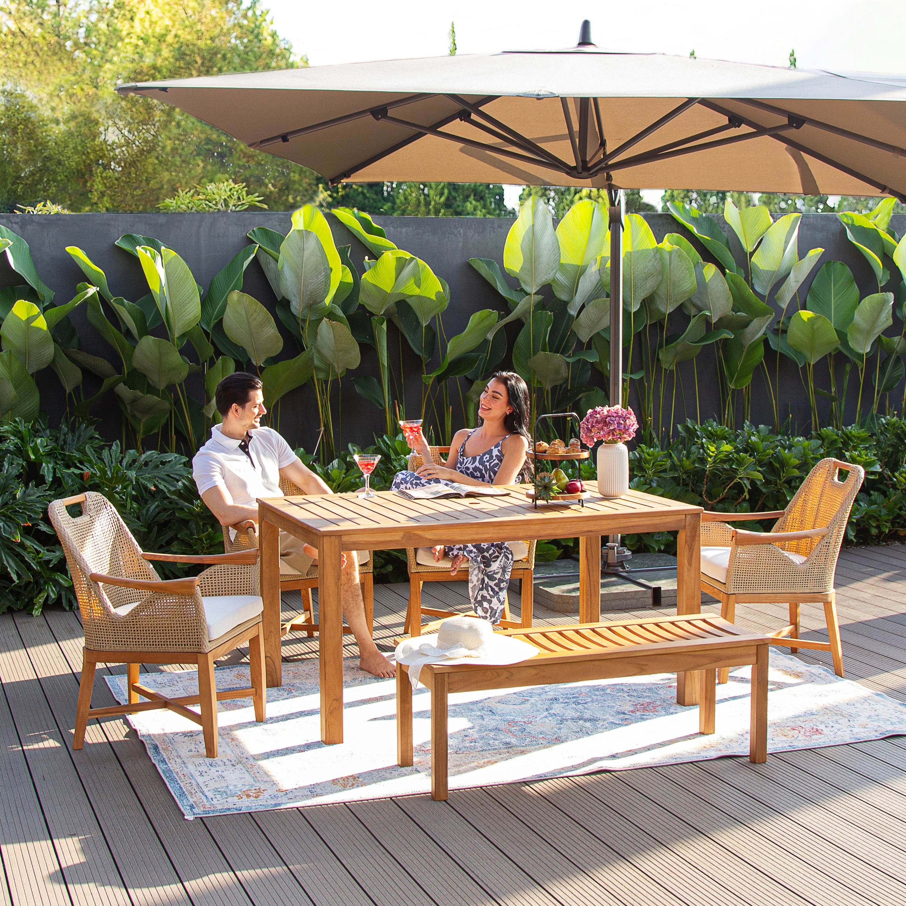Sydney Teak Wood 6 Pieces Outdoor Dining Set - Image 3