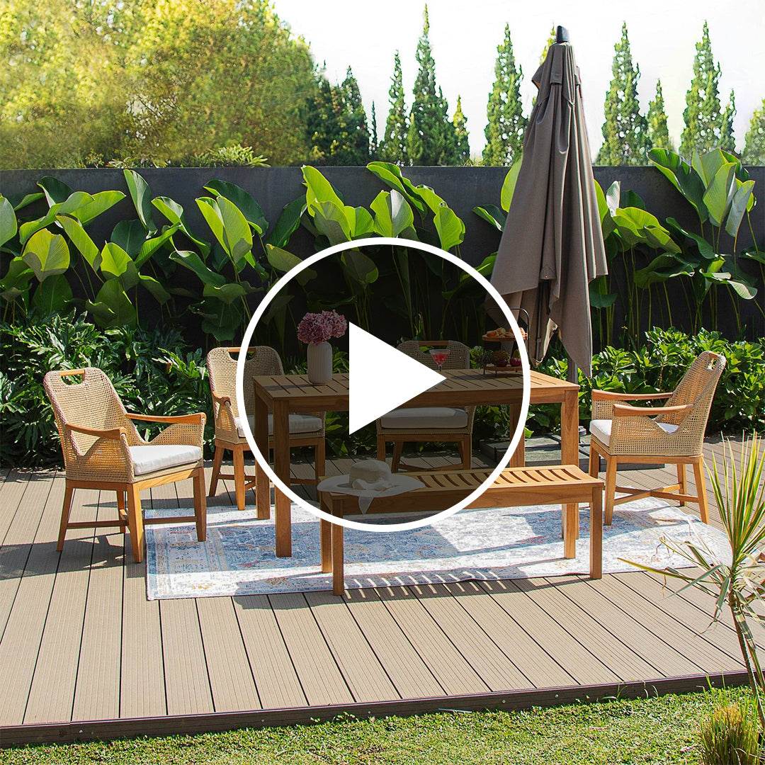 Sydney Teak Wood 6 Pieces Outdoor Dining Set - Image 4