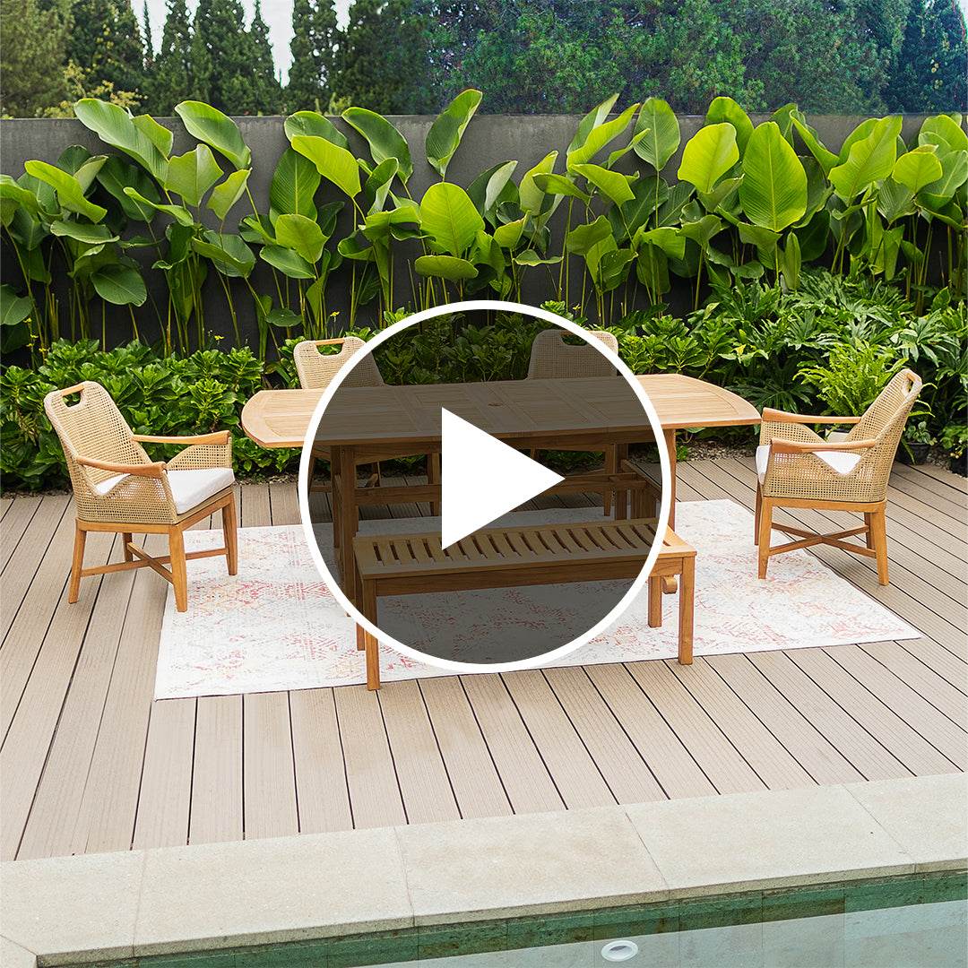 Sydney Teak Wood 6 Pieces Outdoor Picnic Dining Set - Image 5